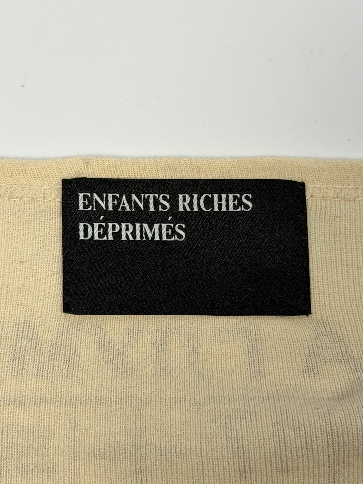 ERD Ribbed Cotton Long Sleeve Tee Cream with Black Sleeves