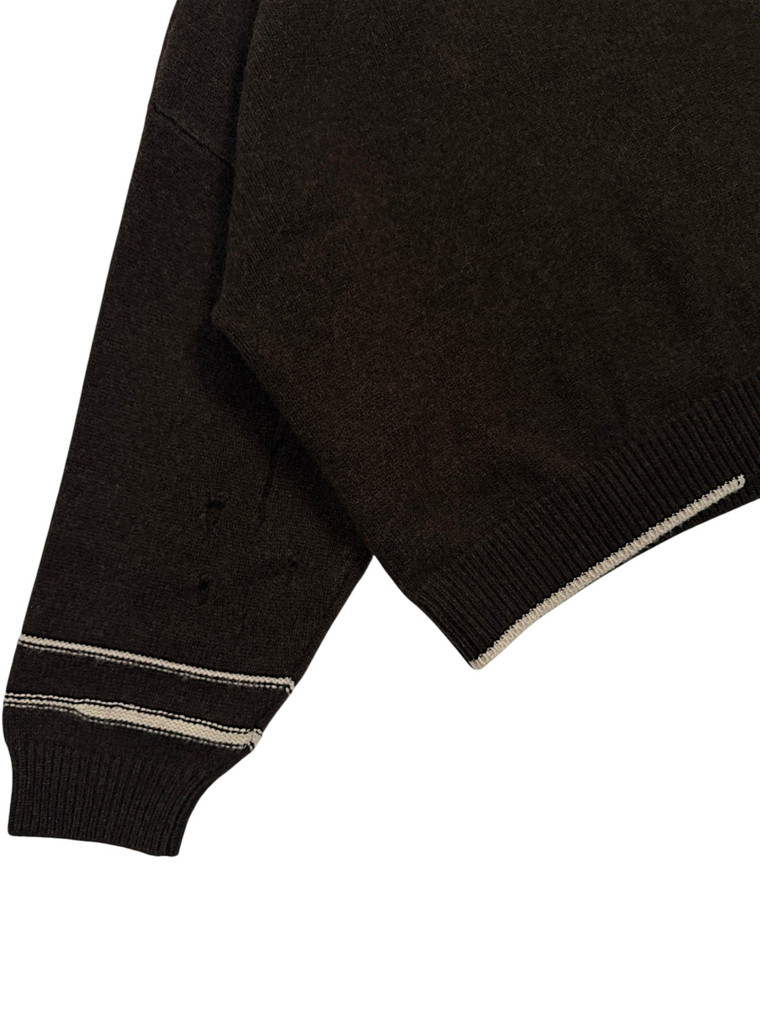 Ivory striped ribbed cuff ERD brown cashmere sweater Enfants Riches Déprimés