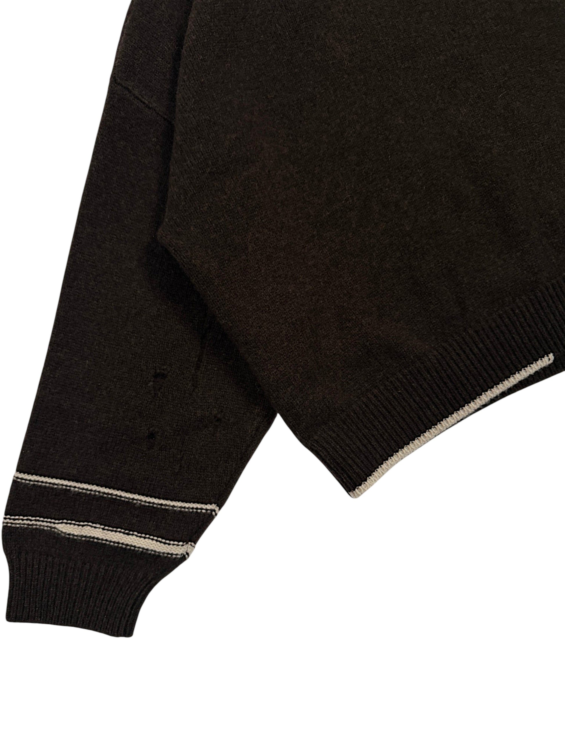 Ivory striped ribbed cuff ERD brown cashmere sweater Enfants Riches Déprimés