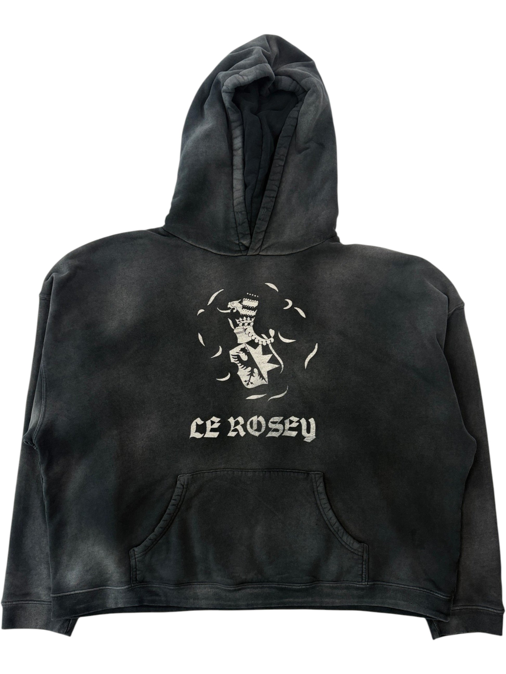 Enfants Riches Déprimés Le Rosey faded black hoodie crown crest graphic Old English logo