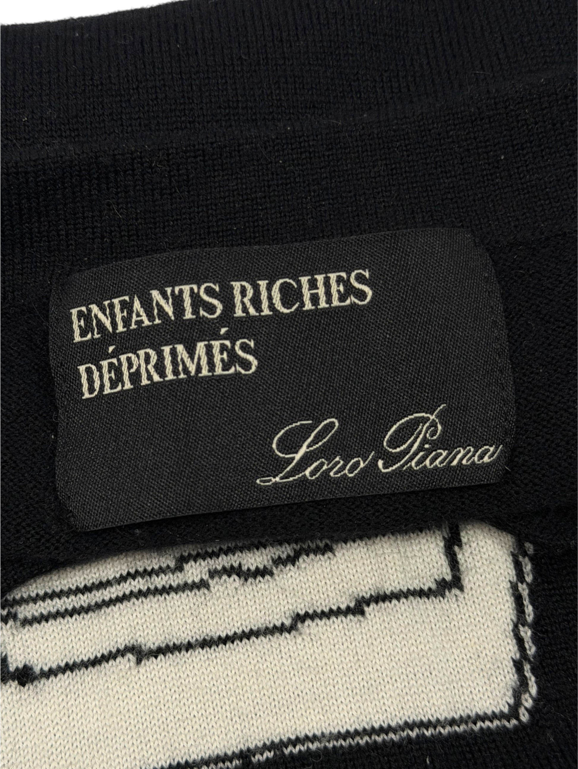 Loro Piana woven label on black merino wool Enfants Riches Déprimés sweater