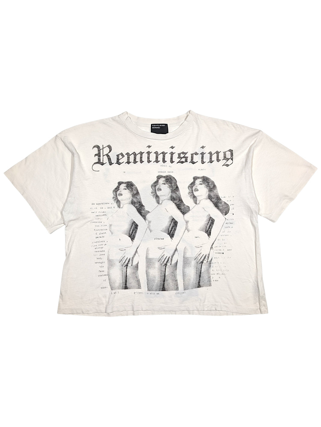 enfants riches deprimes reminiscing shirt front graphic vintage style faded white punk tee