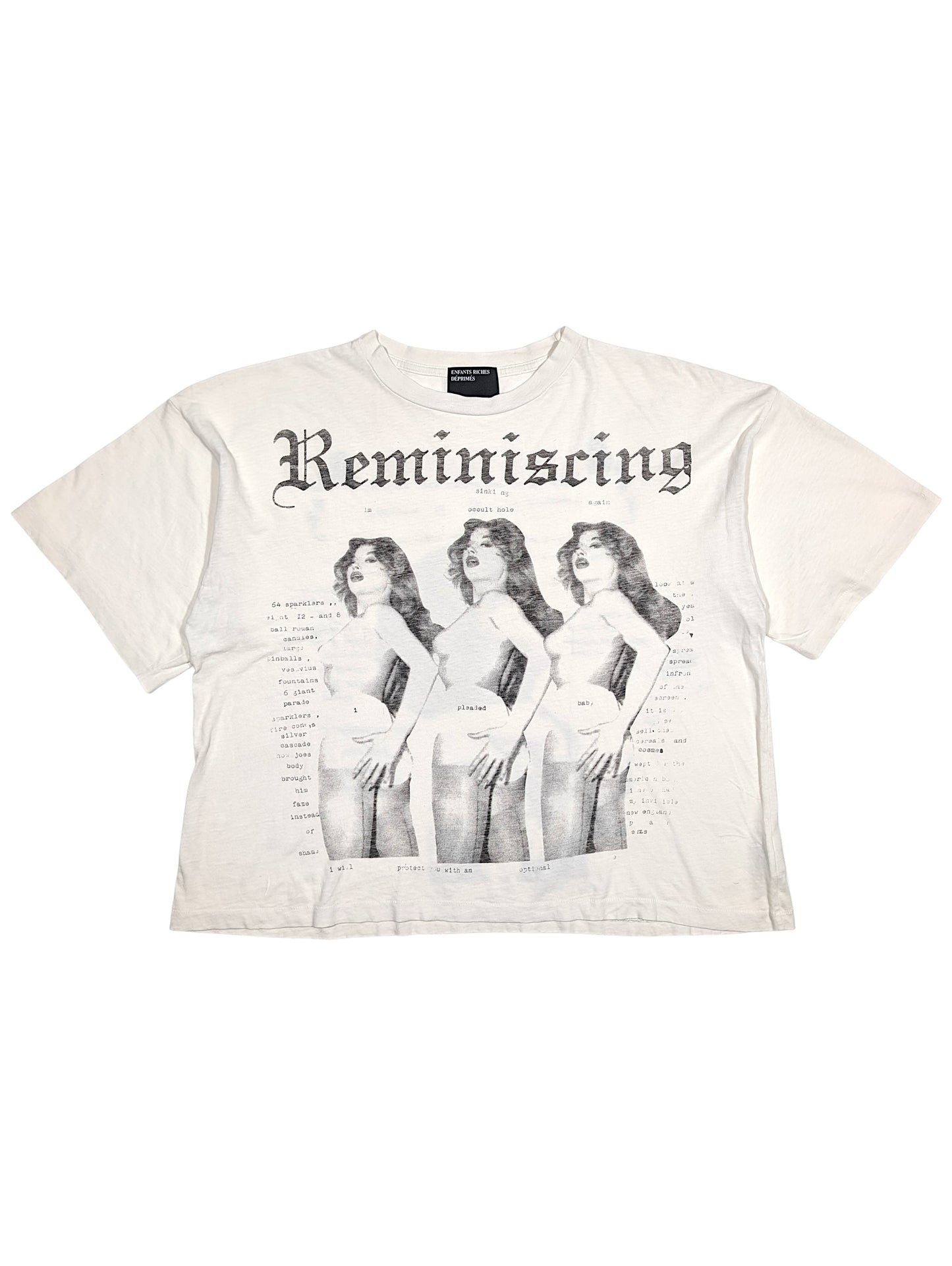enfants riches deprimes reminiscing shirt front graphic vintage style faded white punk tee