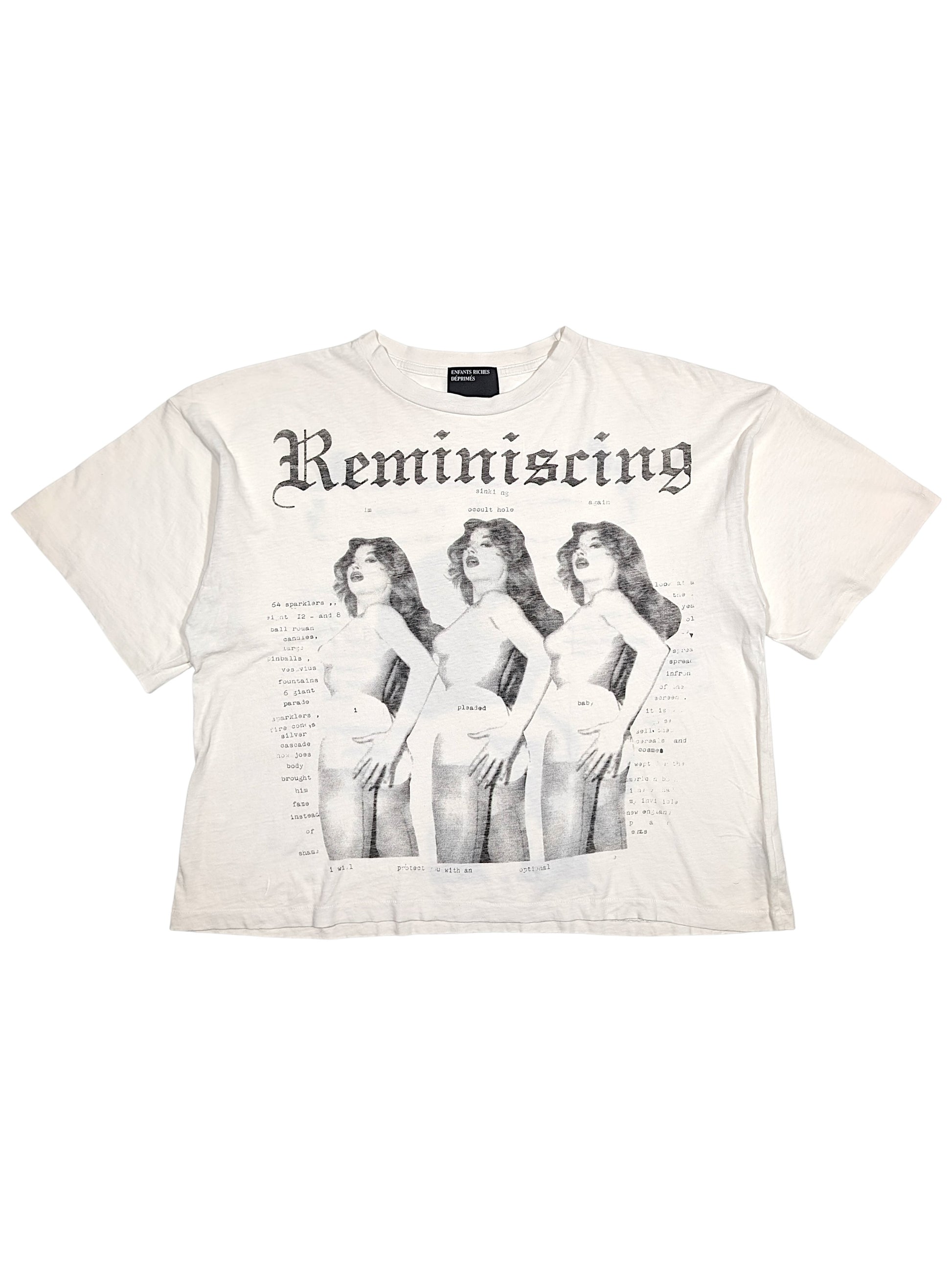 enfants riches deprimes reminiscing shirt front graphic vintage style faded white punk tee