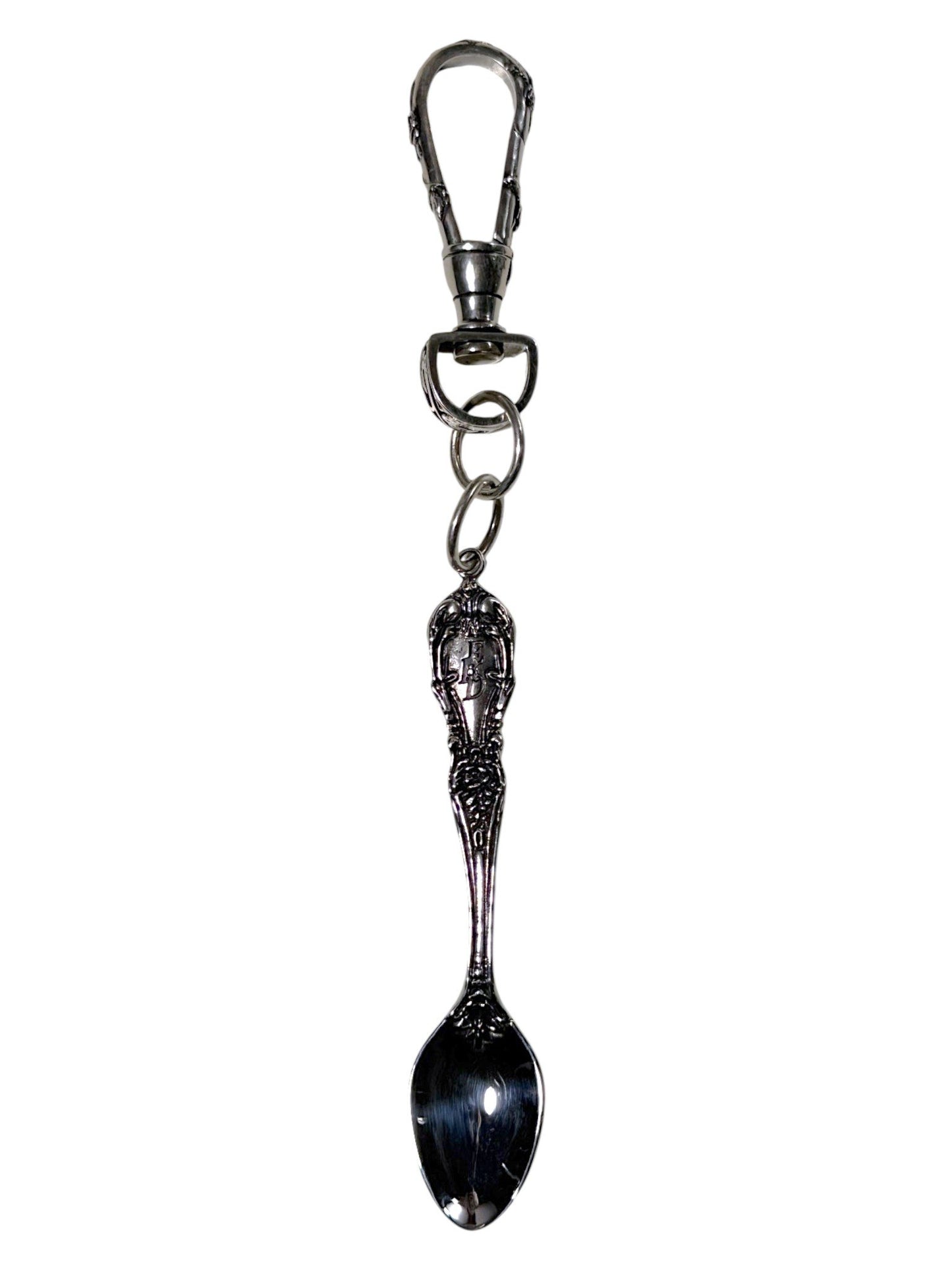 Sterling Silver Spoon Charm ERD Swivel Clip Keychain
