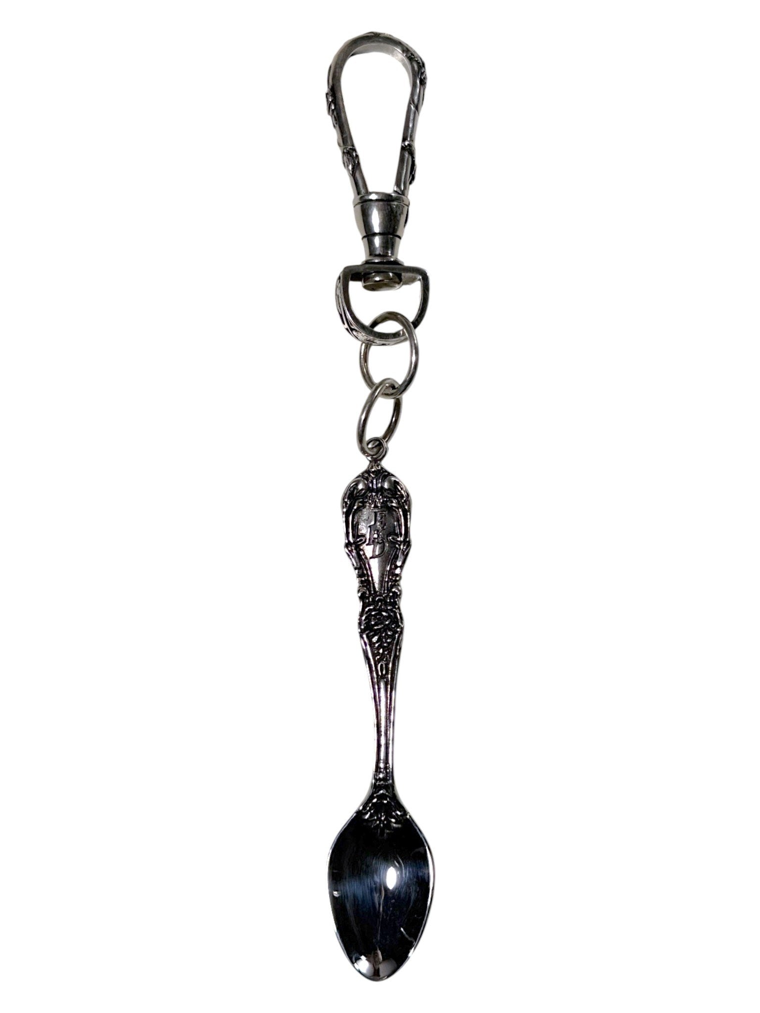 Sterling Silver Spoon Charm ERD Swivel Clip Keychain
