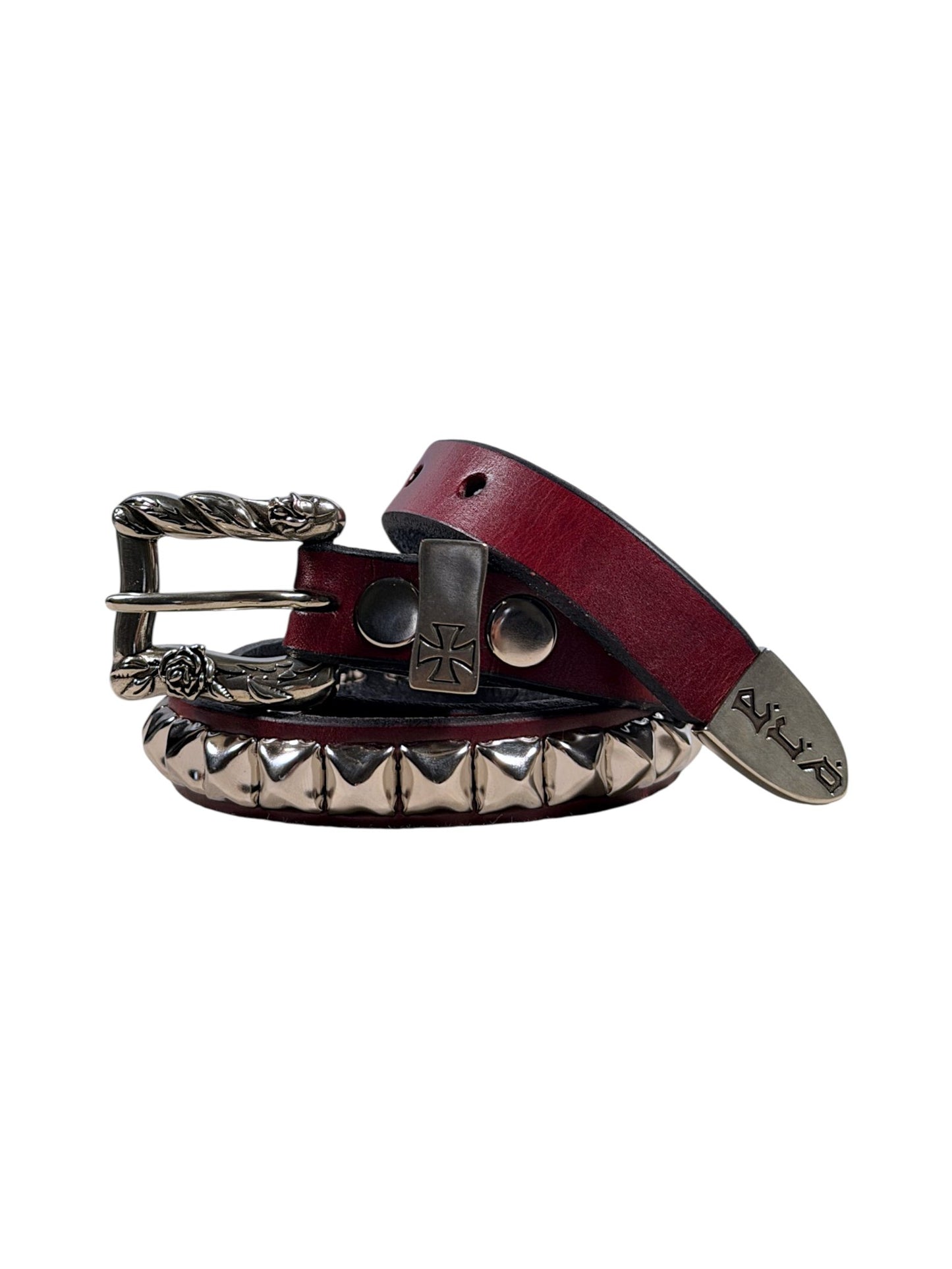 Rose engraved silver buckle set Enfants Riches Déprimés studded belt