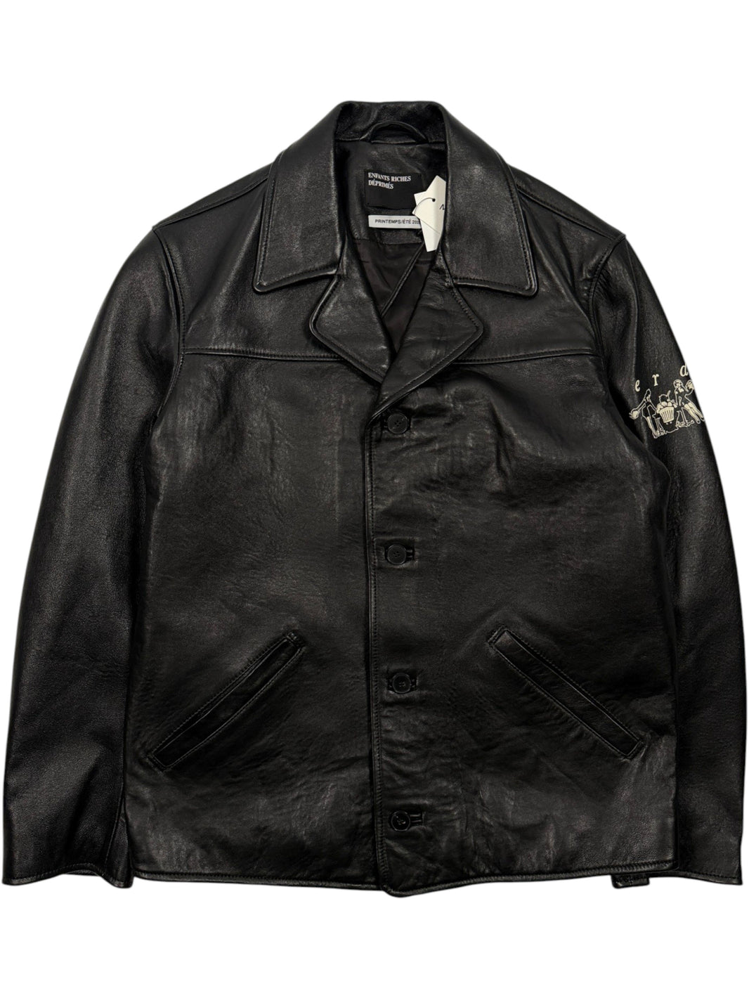 Enfants Riches Déprimés Sunday Drive black leather blazer logo print