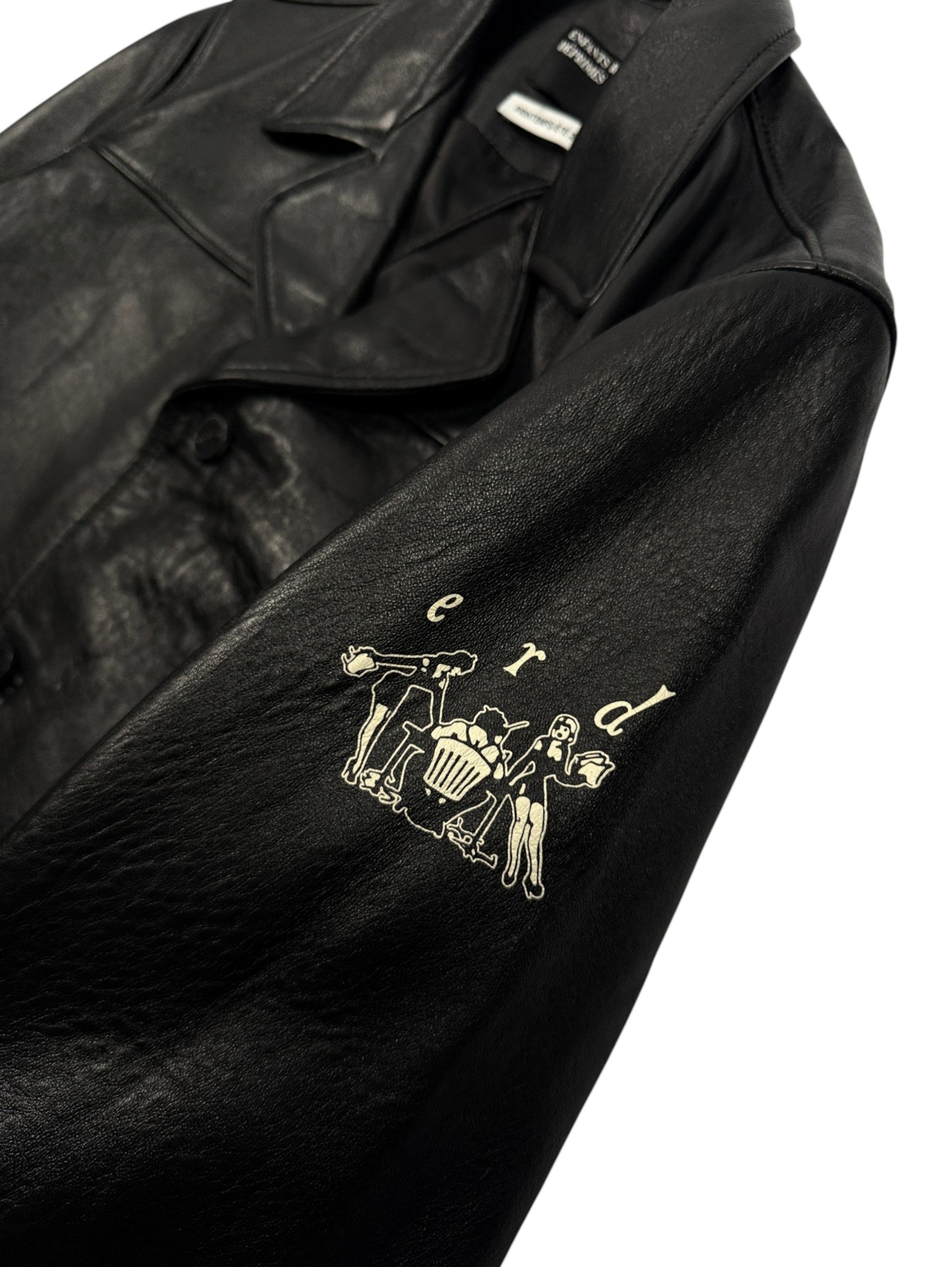 erd Sunday Drive sleeve graphic on Enfants Riches Déprimés black leather blazer