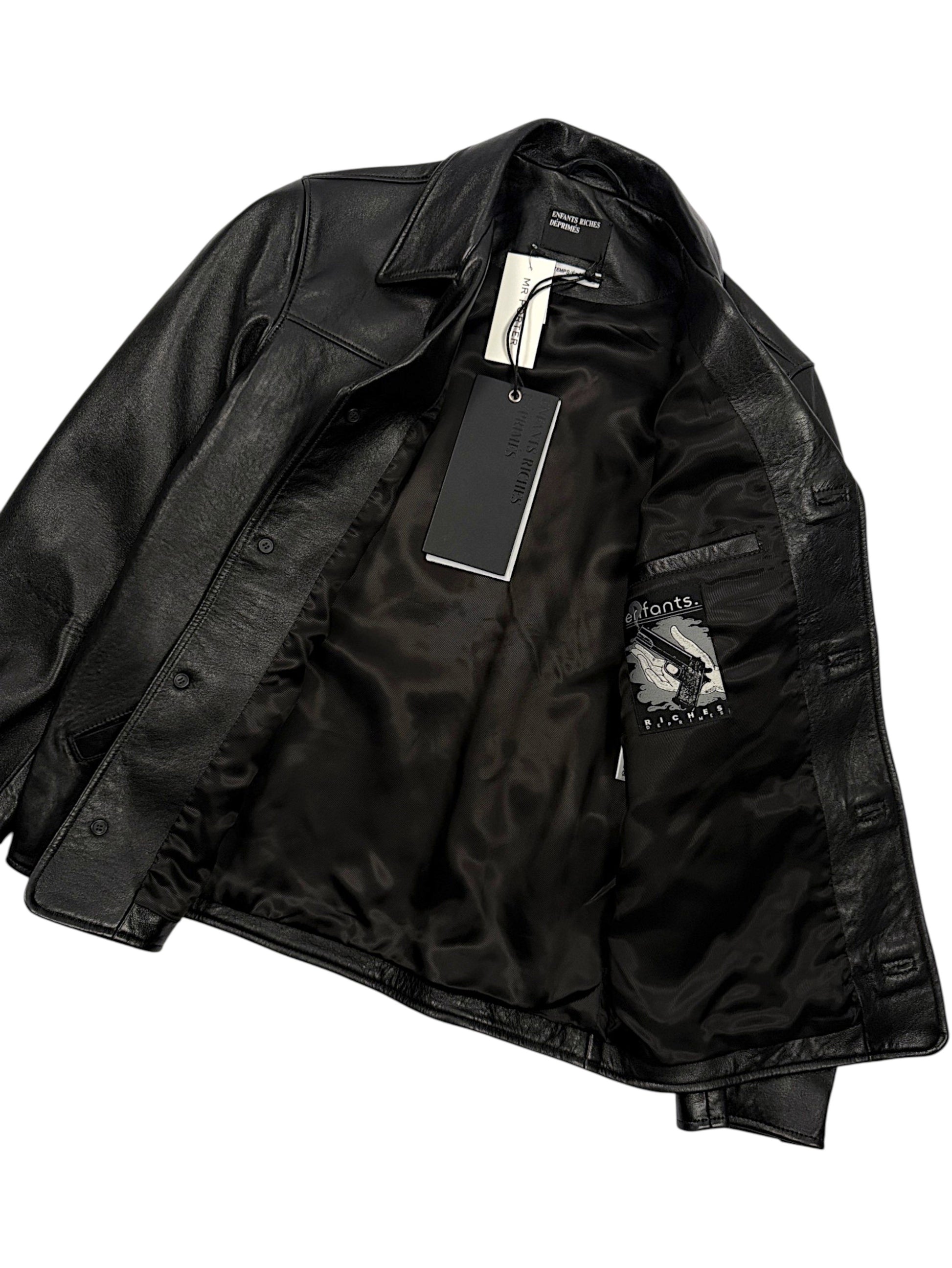Printed pistol interior label Enfants Riches Déprimés Mr Porter leather blazer