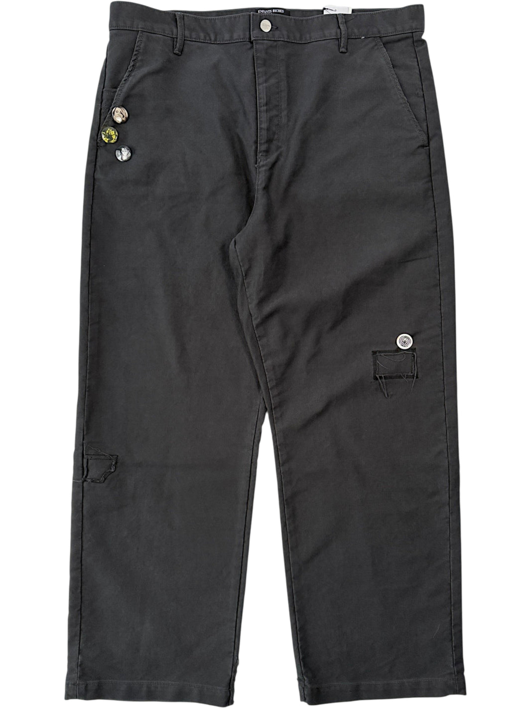 Enfants Riches Déprimés Swiss Auto Dicky grey cotton pants with photo pin badges