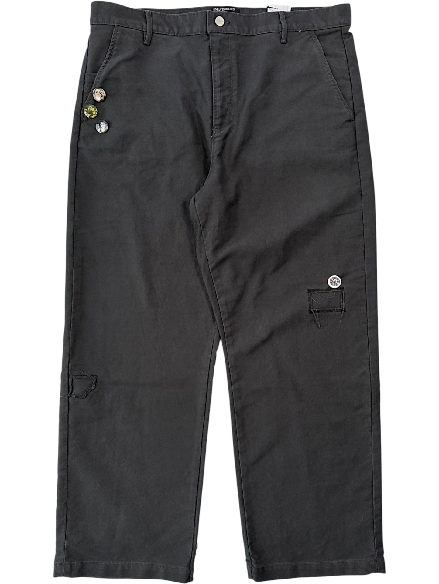 Enfants Riches Déprimés Swiss Auto Dicky grey cotton pants with photo pin badges