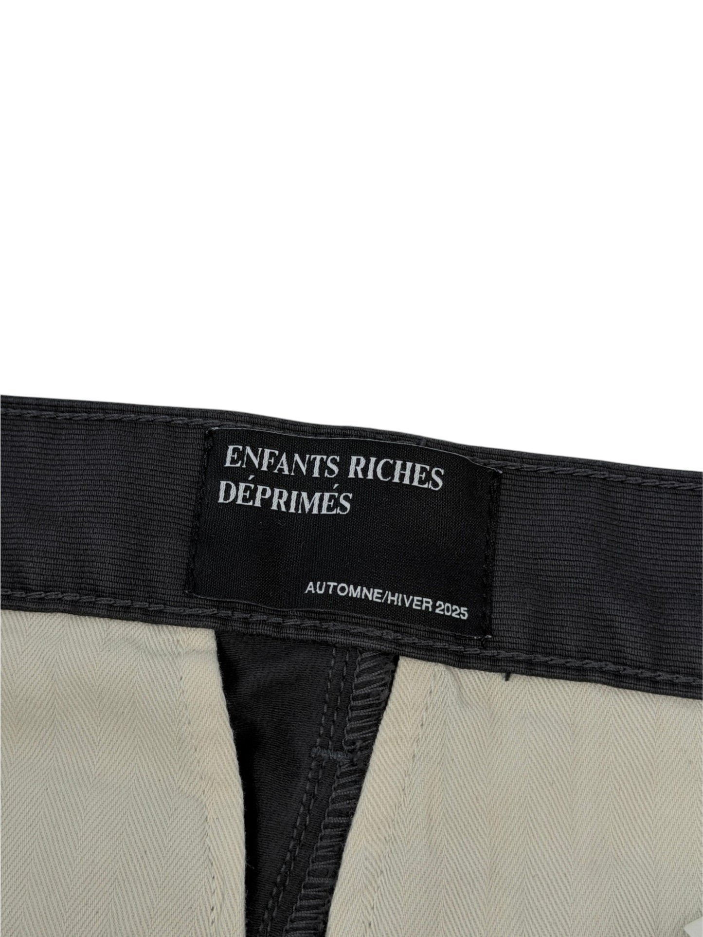 Enfants Riches Déprimés Automne Hiver 2025 woven brand tag grey cotton pants