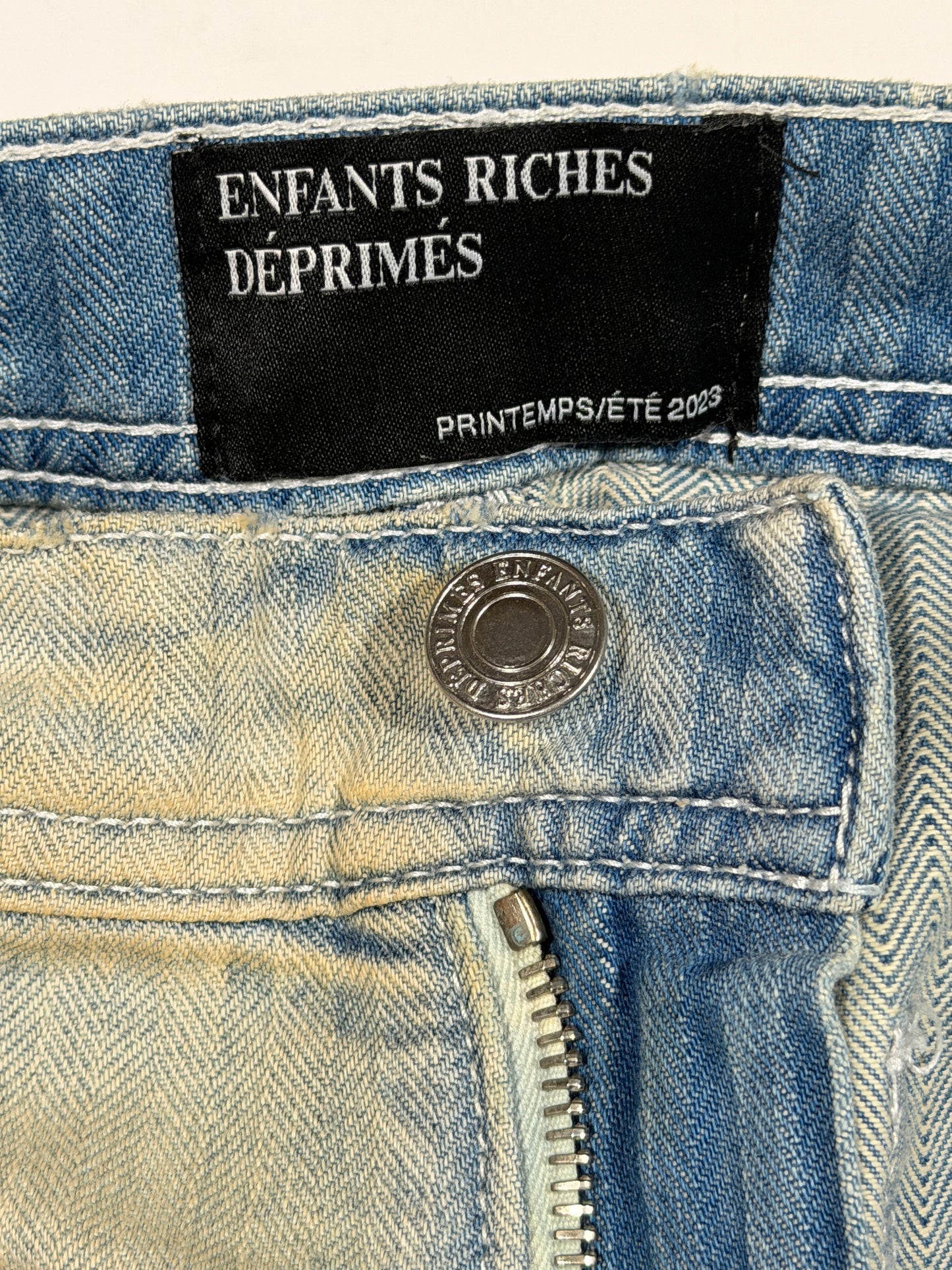 ERD Faded Light Wash Carpenter Jeans Paint Splatter Distressed