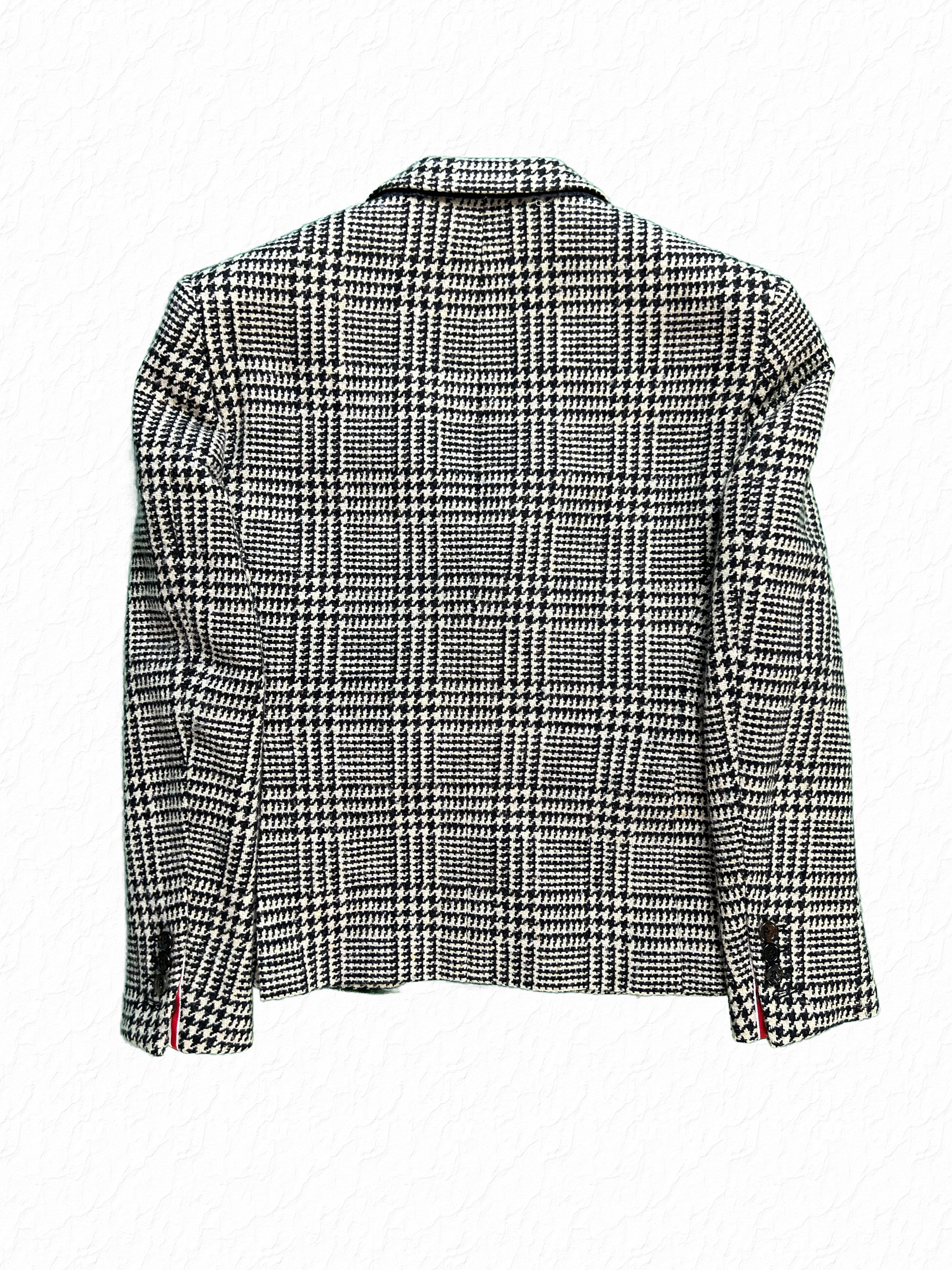 Houndstooth glen plaid wool tweed skinny fit Thom Browne blazer