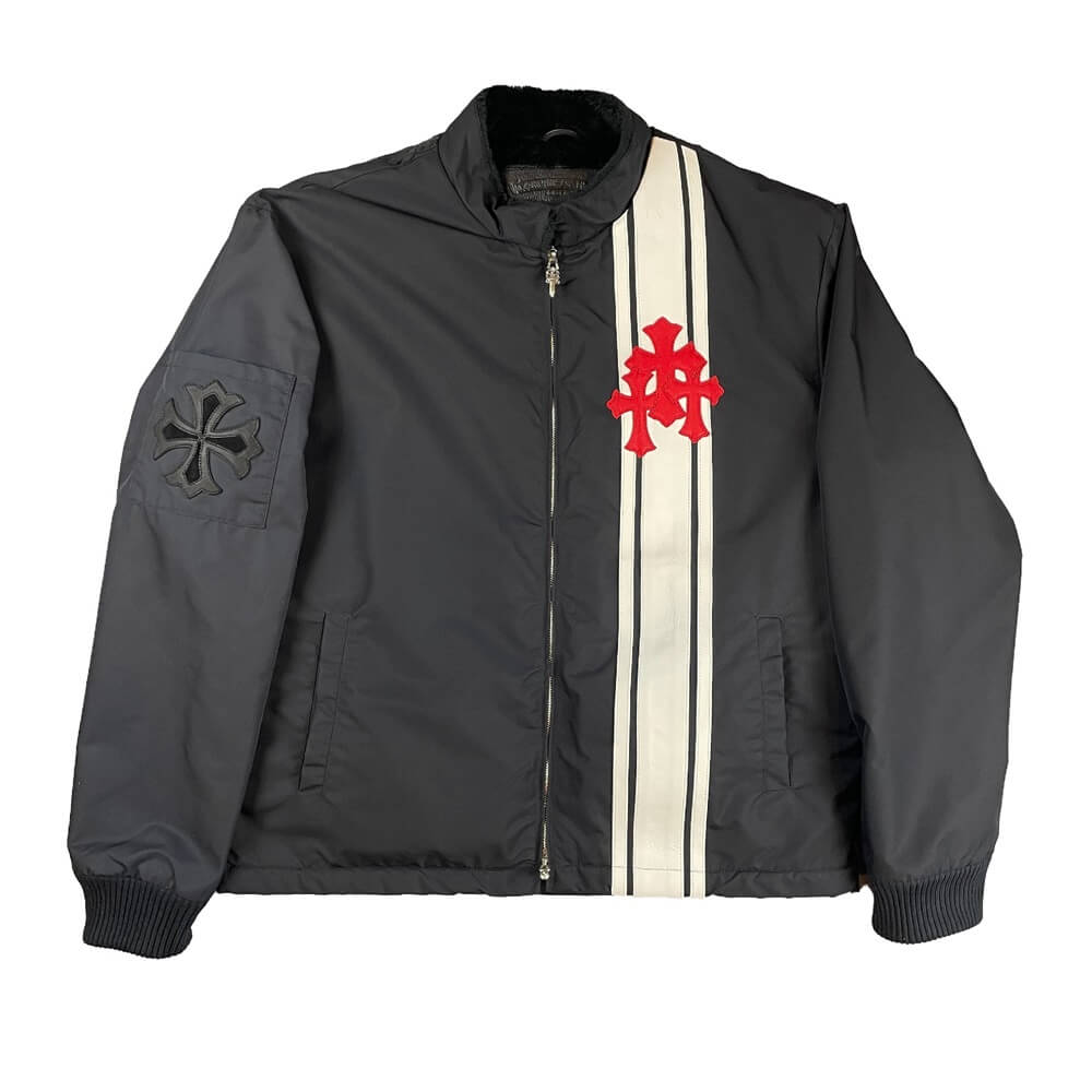 'Cobra' Nylon Racing Leather Cross Patch Jacket