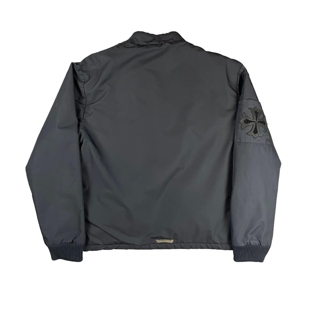 Chrome Hearts 'Cobra' Nylon Racing Leather Cross Patch Jacket Sterling Silver Hardware