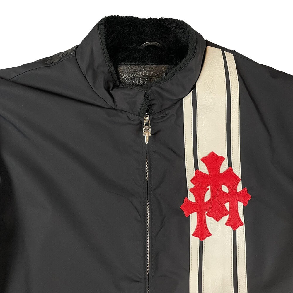 Chrome Hearts 'Cobra' Nylon Racing Leather Cross Patch Jacket Archival