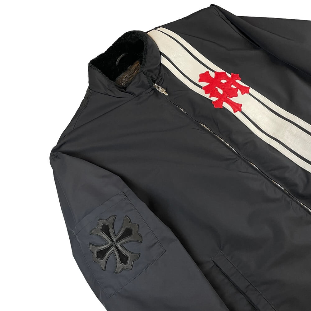 Chrome Hearts 'Cobra' Nylon Racing Leather Cross Patch Jacket Authenticated Designer
