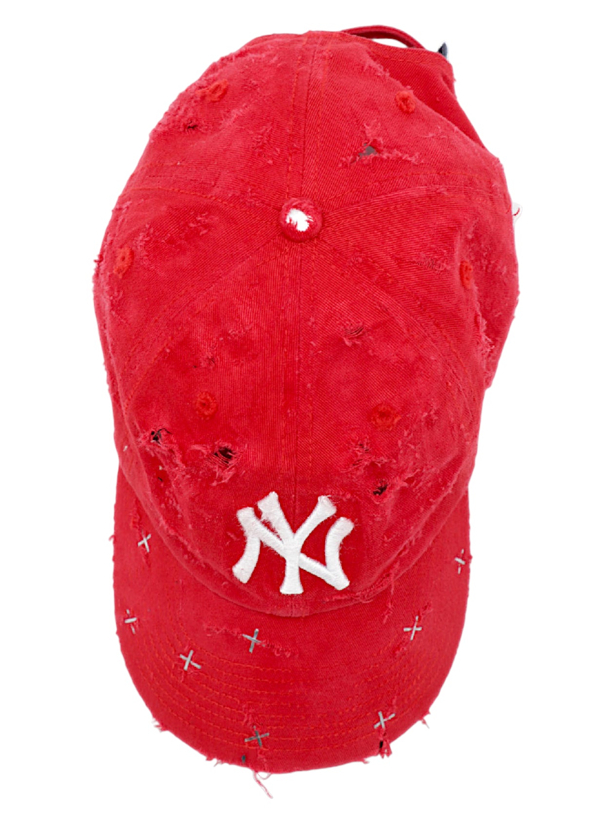 Red NY Yankees Cross Staple Baseball Hat #78