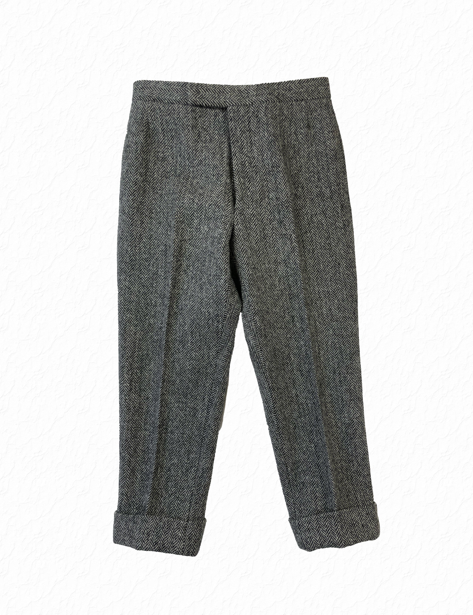 Thom Browne Harris Tweed herringbone wool trousers in grey
