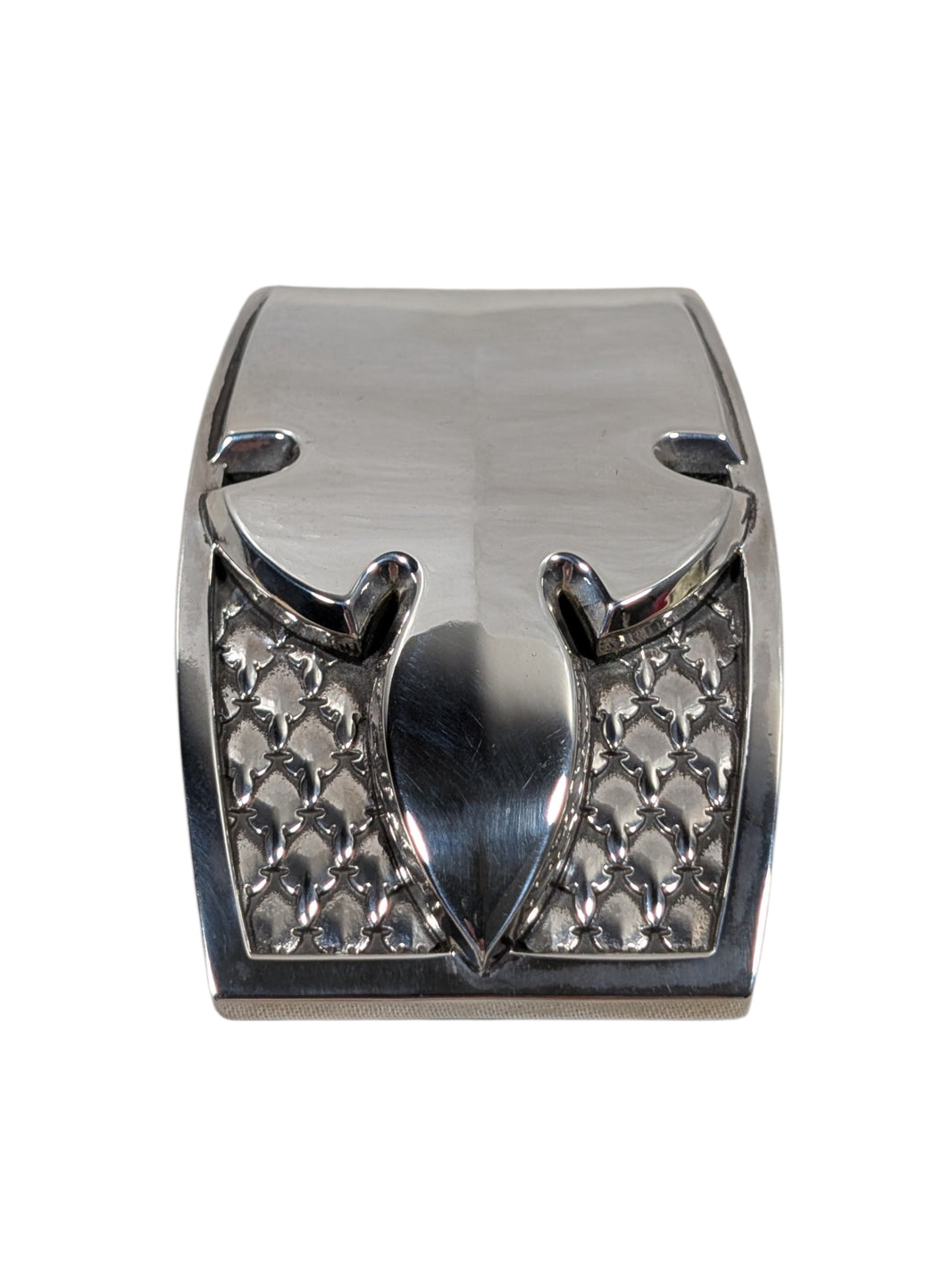 chrome hearts fleur knee belt buckle sterling silver back view luxury collectible belt buckle