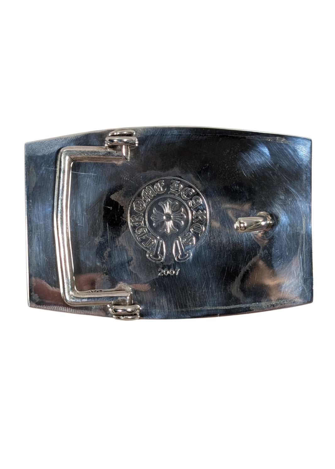 chrome hearts fleur knee belt buckle CH engraving detail sterling silver rare collectible piece