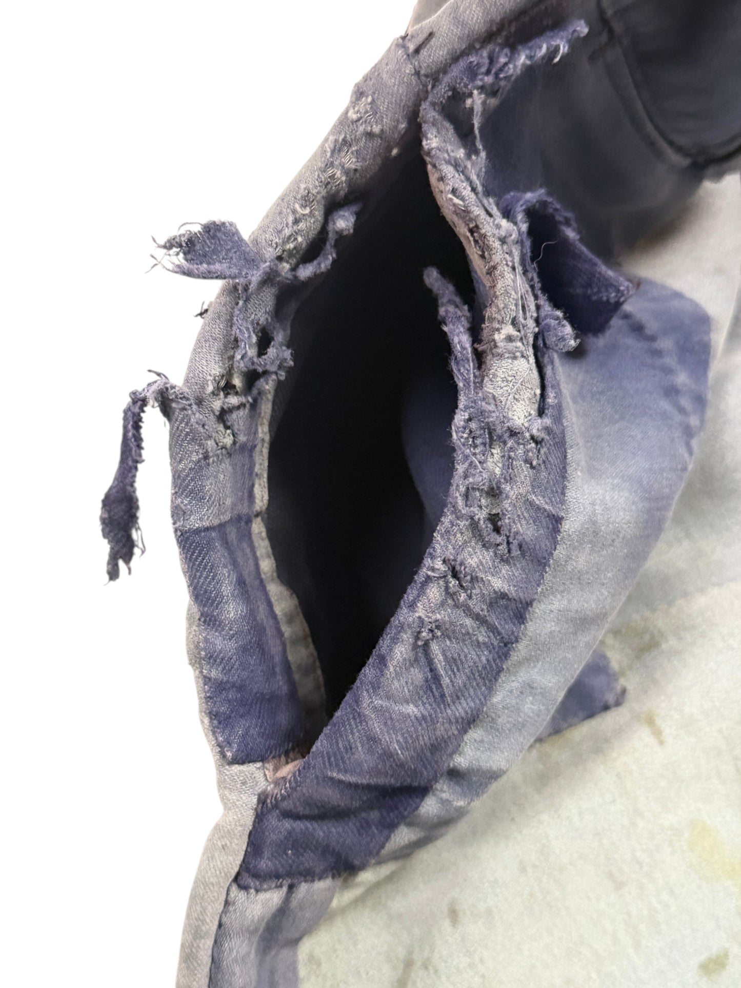 Distressed French Workwear Trousers Frayed Repaired Pocket