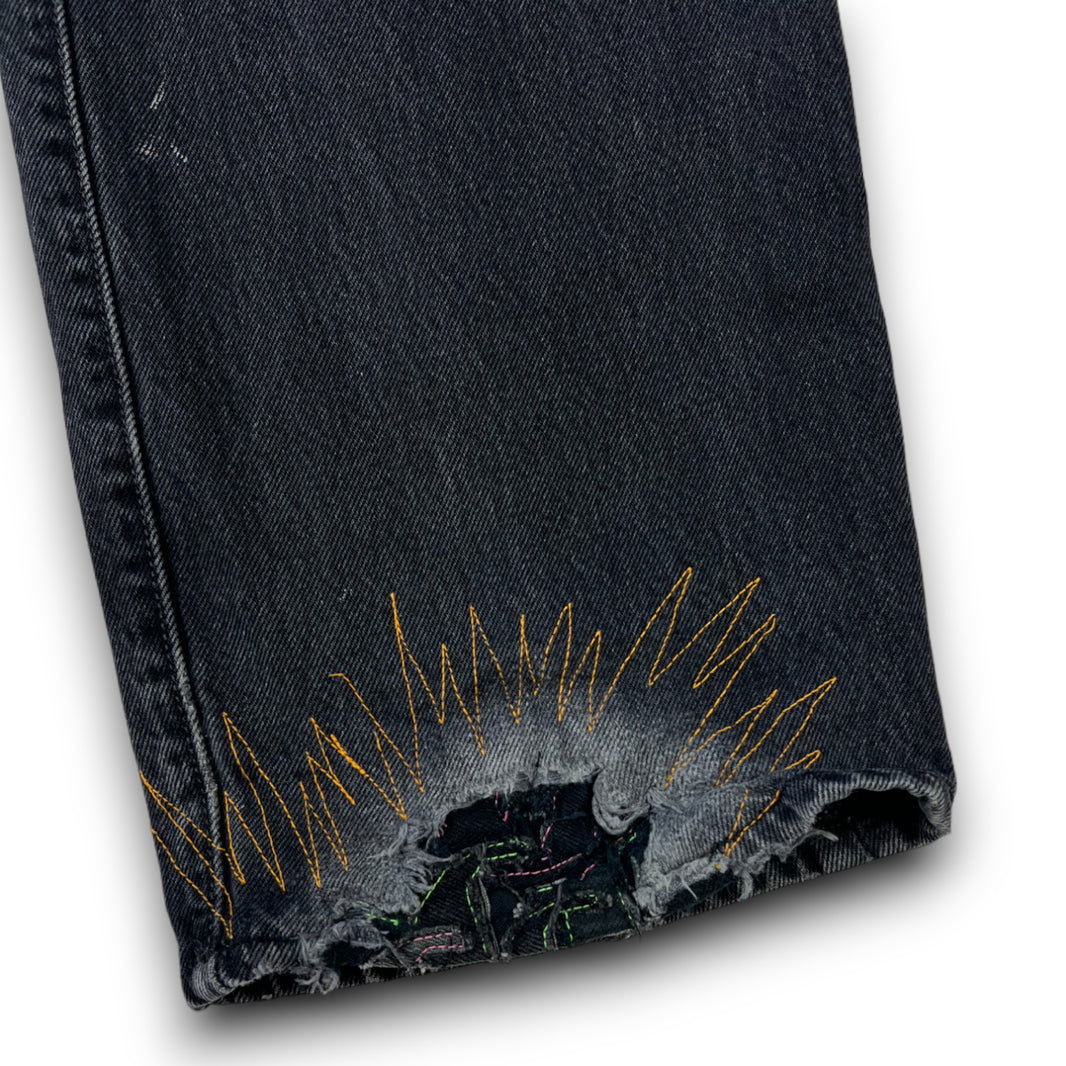 Gallery Dept. 1/1 Grey Custom Heelbite G-Patch Paint Denim Authenticated Designer