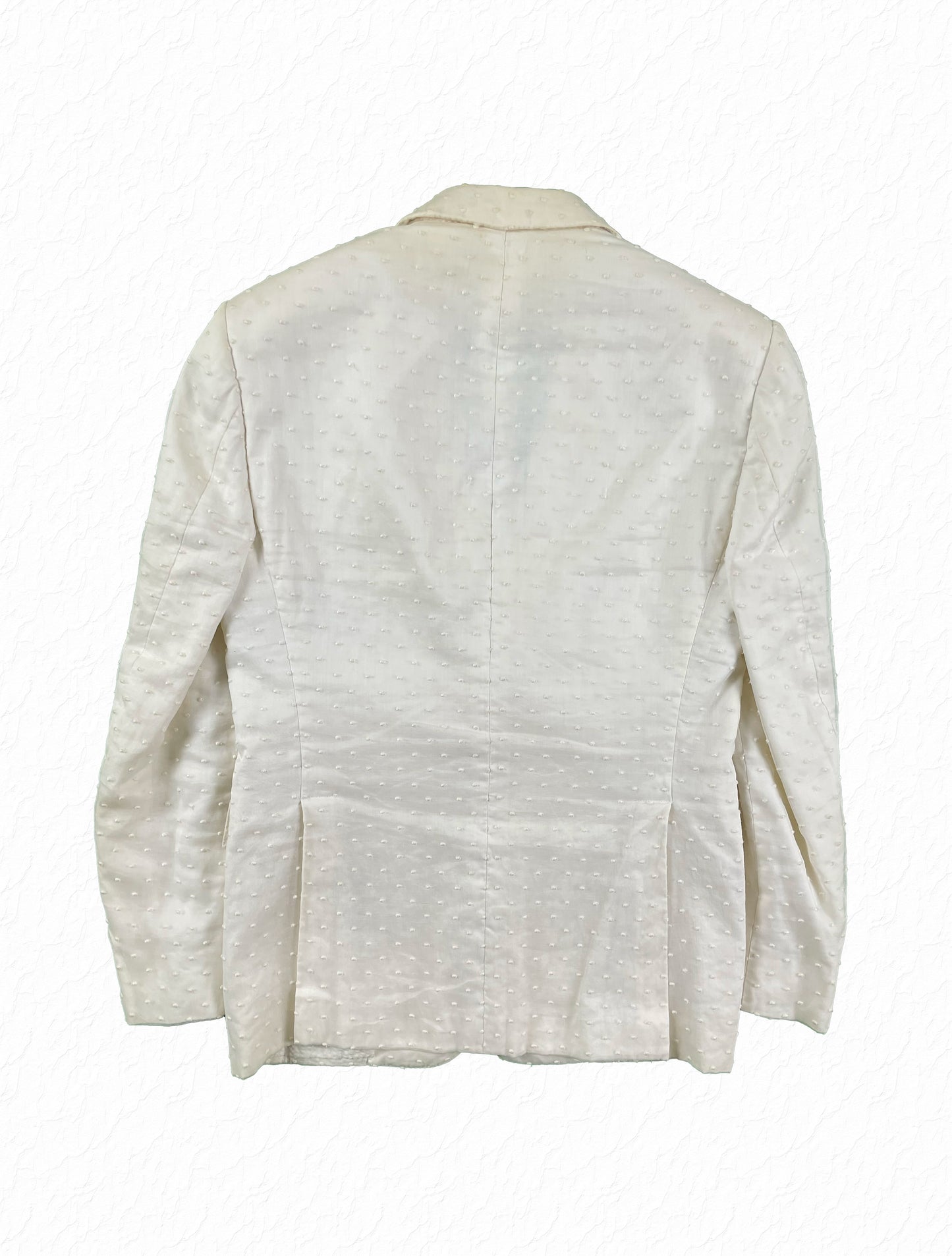 Thom Browne white Swiss dot cotton blazer with center vent tailoring