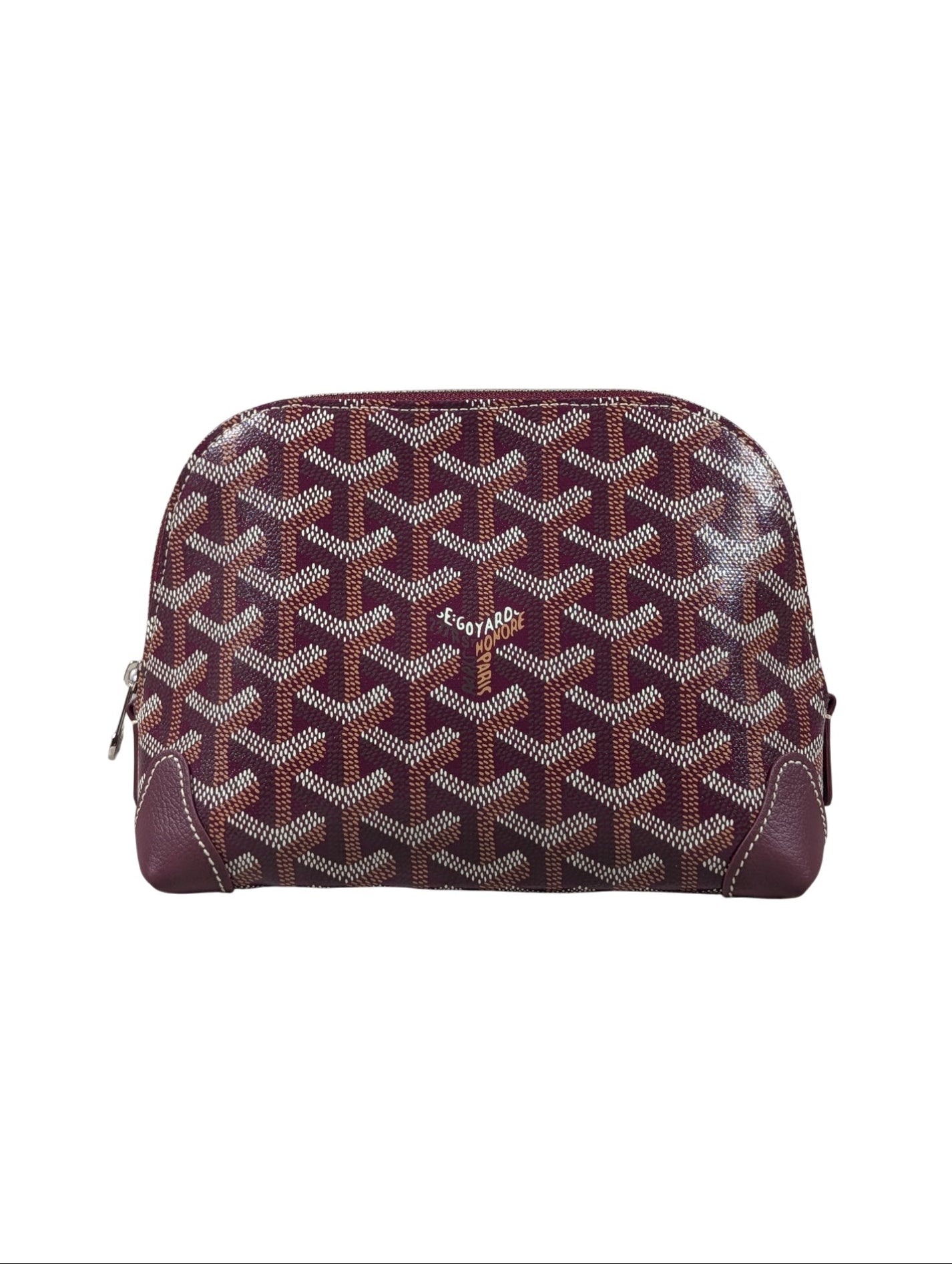 Goyard Vendôme Cosmetic Pouch Burgundy Sterling Silver Hardware
