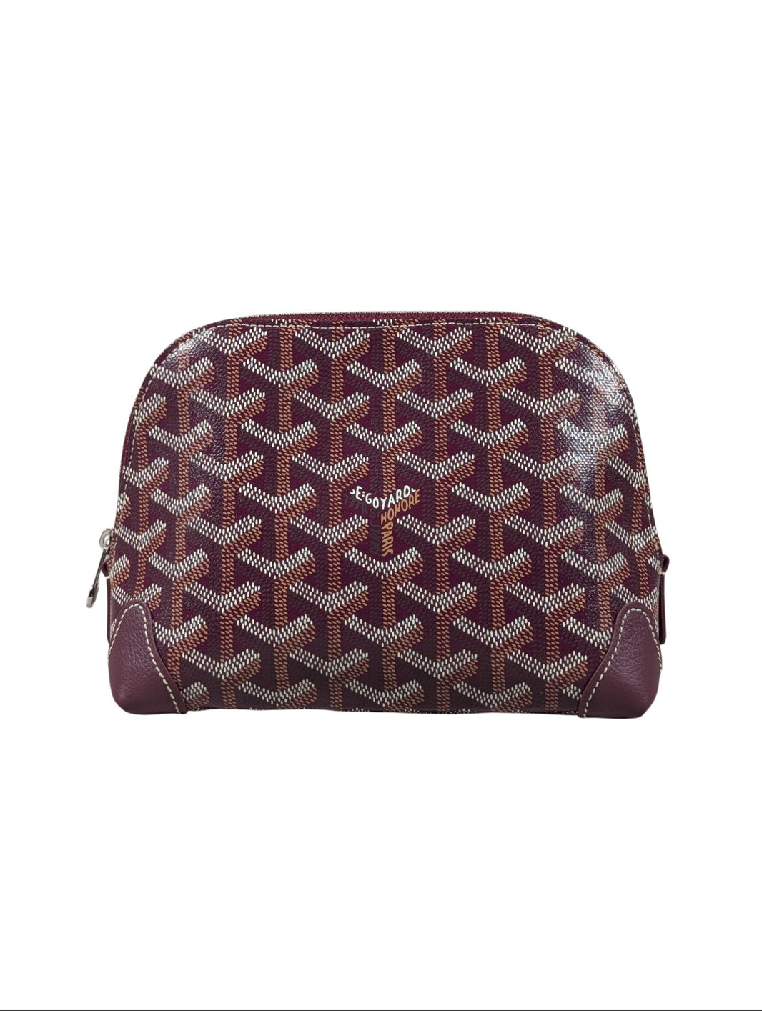 Goyard Vendôme Cosmetic Pouch Burgundy Sterling Silver Hardware