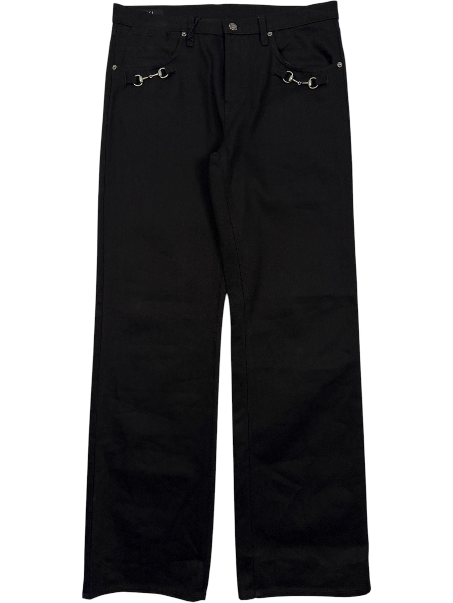 Gucci Horsebit Jeans Black Denim Silver Hardware