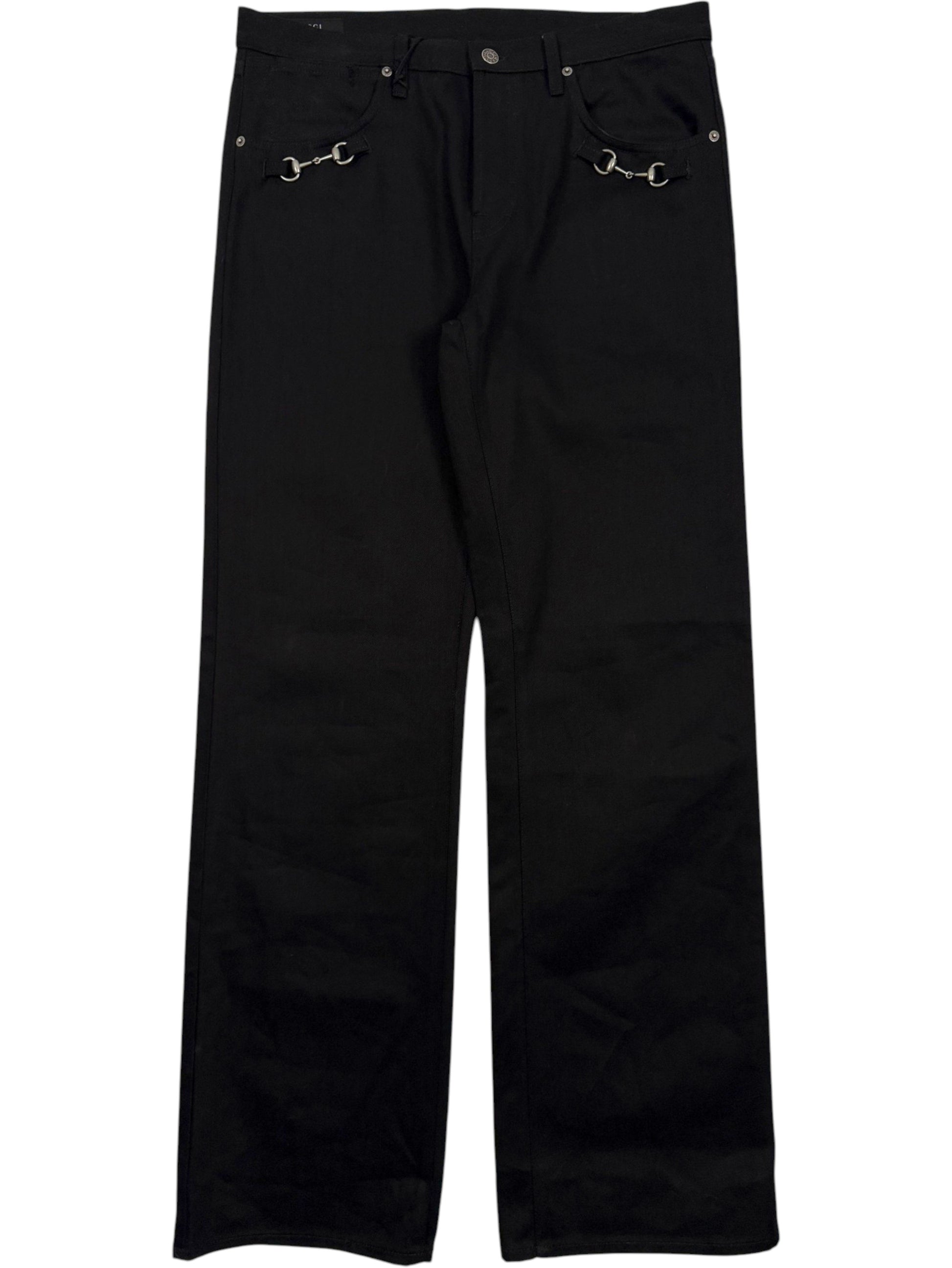 Gucci Horsebit Jeans Black Denim Silver Hardware