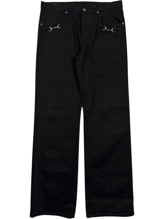 Gucci Horsebit Jeans Black Denim Silver Hardware