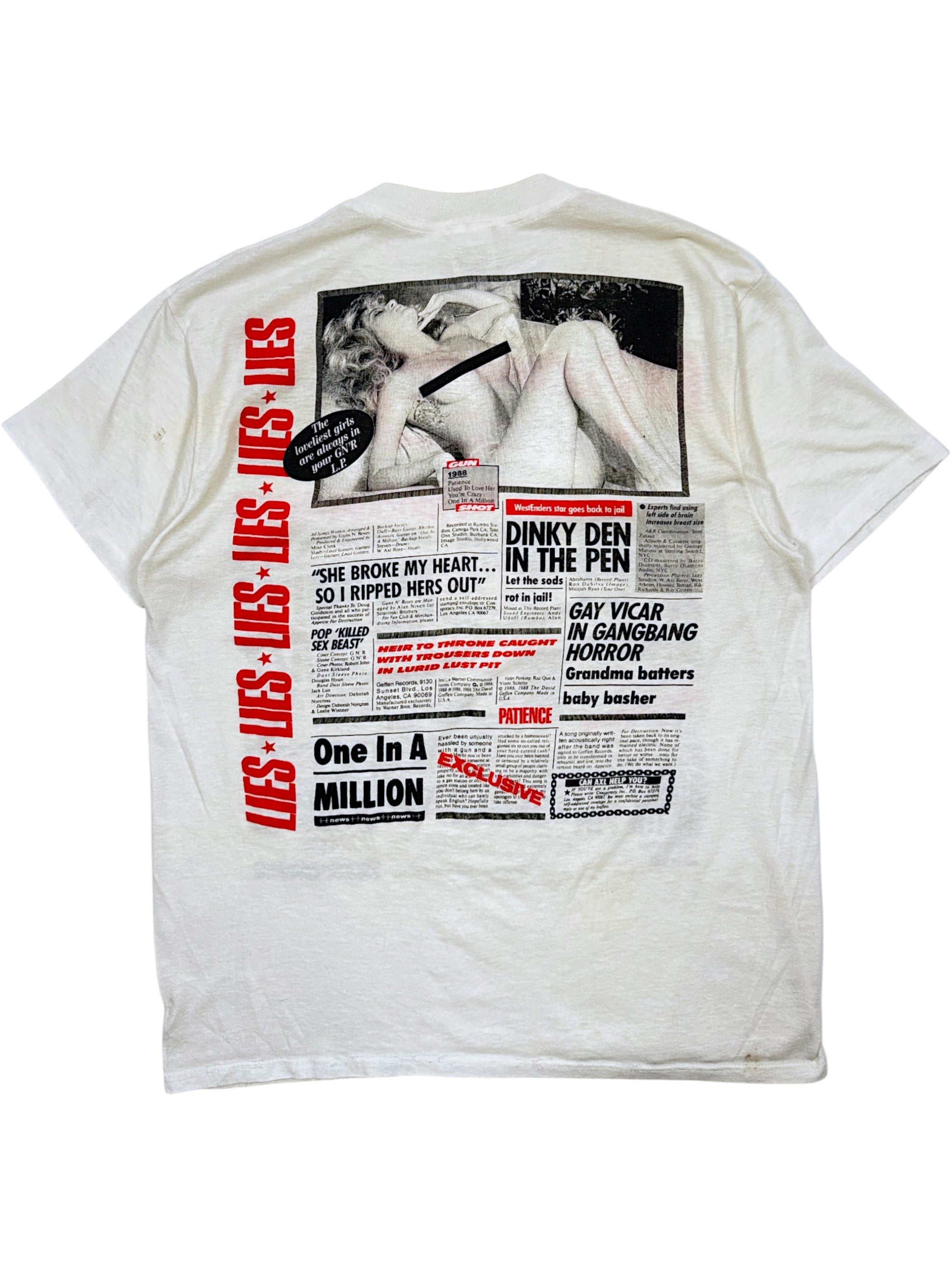 GNR Lies One In A Million You're Crazy newspaper graphic Guns N' Roses shirt
