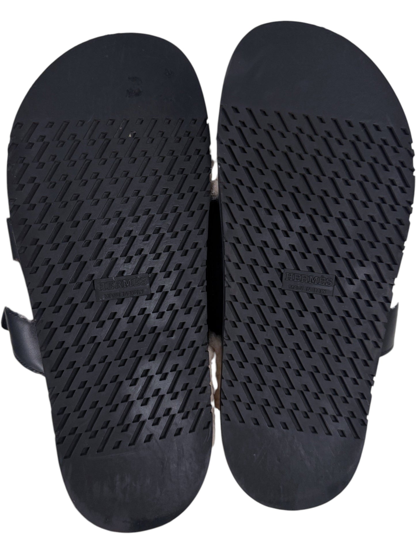 Hermès Chypre Sandals Black Calfskin Rubber Sole