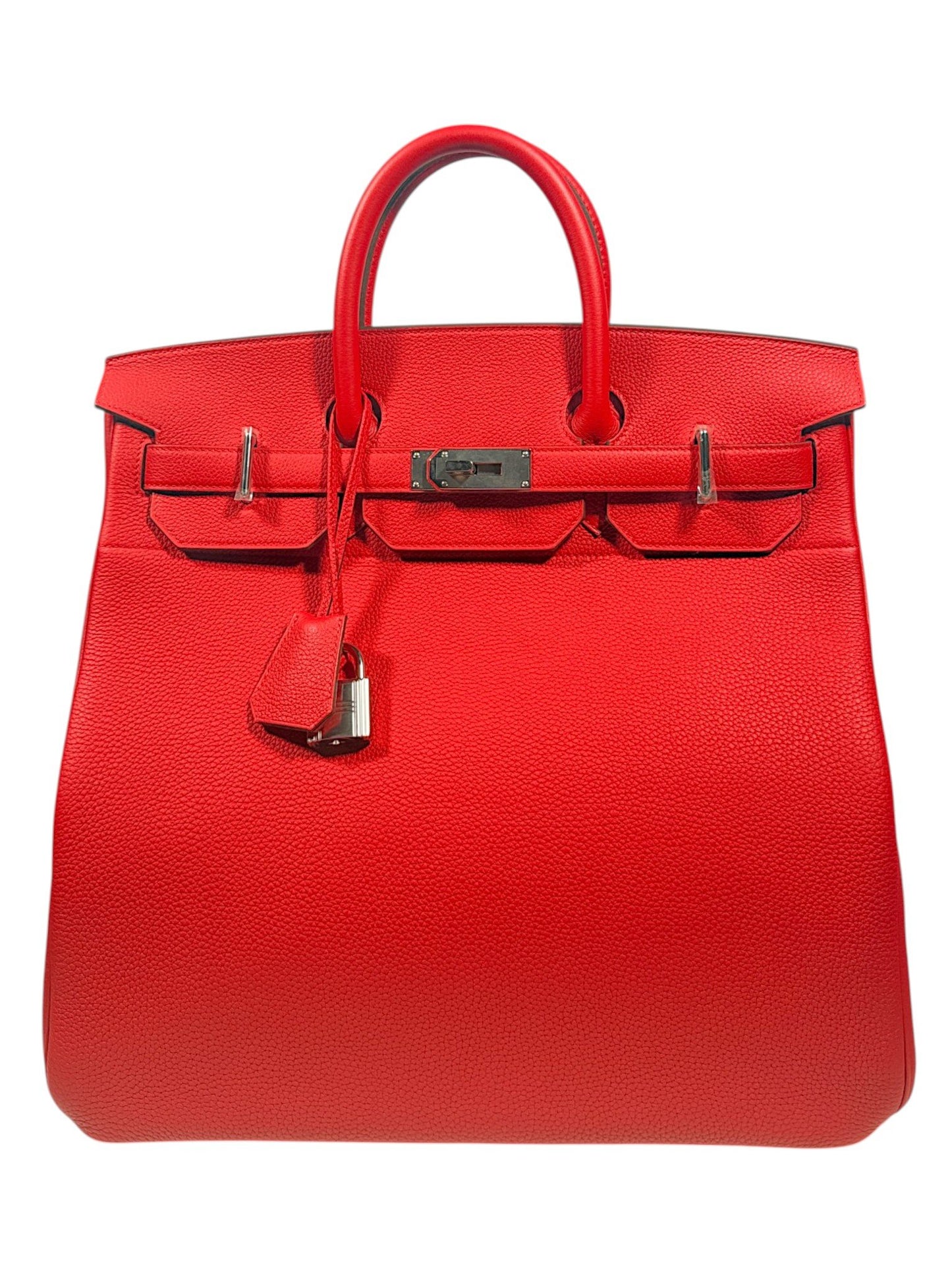 Hermès HAC 40 Red Togo Leather Palladium Hardware Clochette Padlock