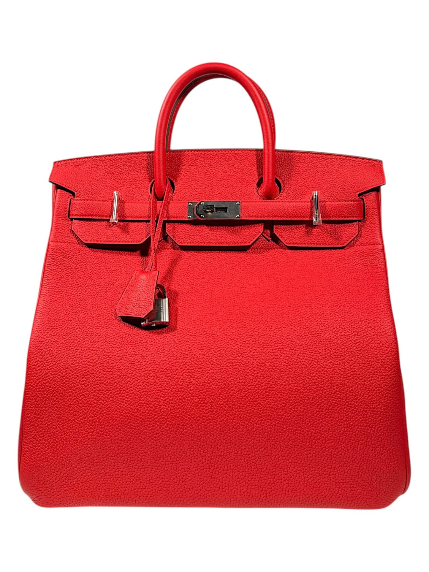 Hermès Haut à Courroies 40 Rouge Casaque Togo Leather Silver Hardware