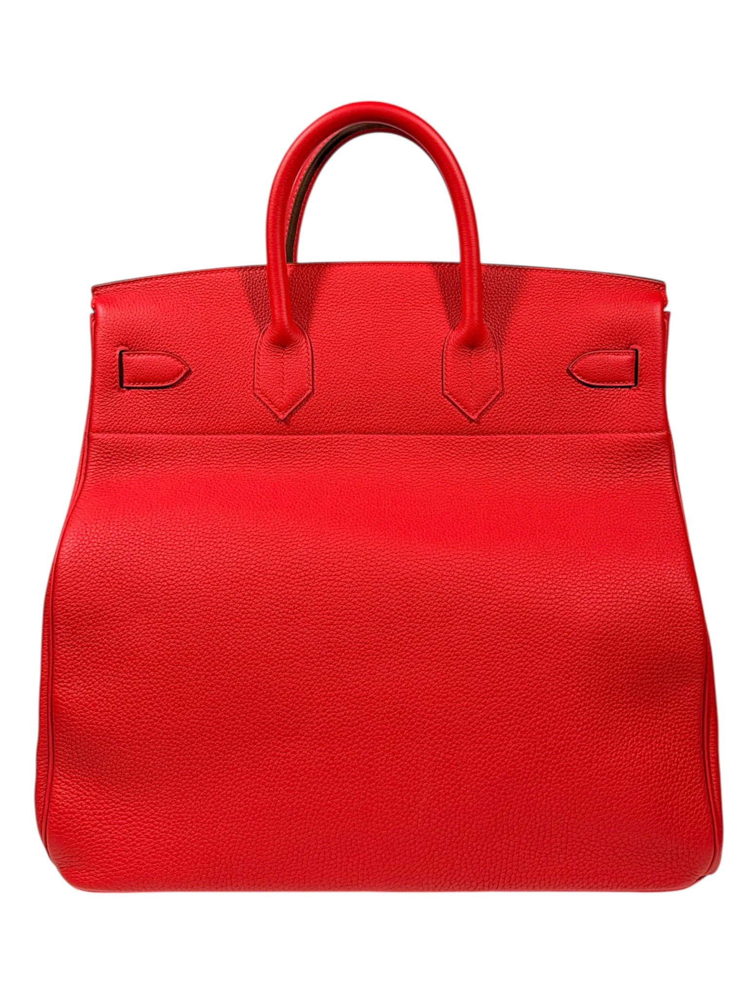 Red Togo Leather Hermès HAC 40 Rear Double Handle View