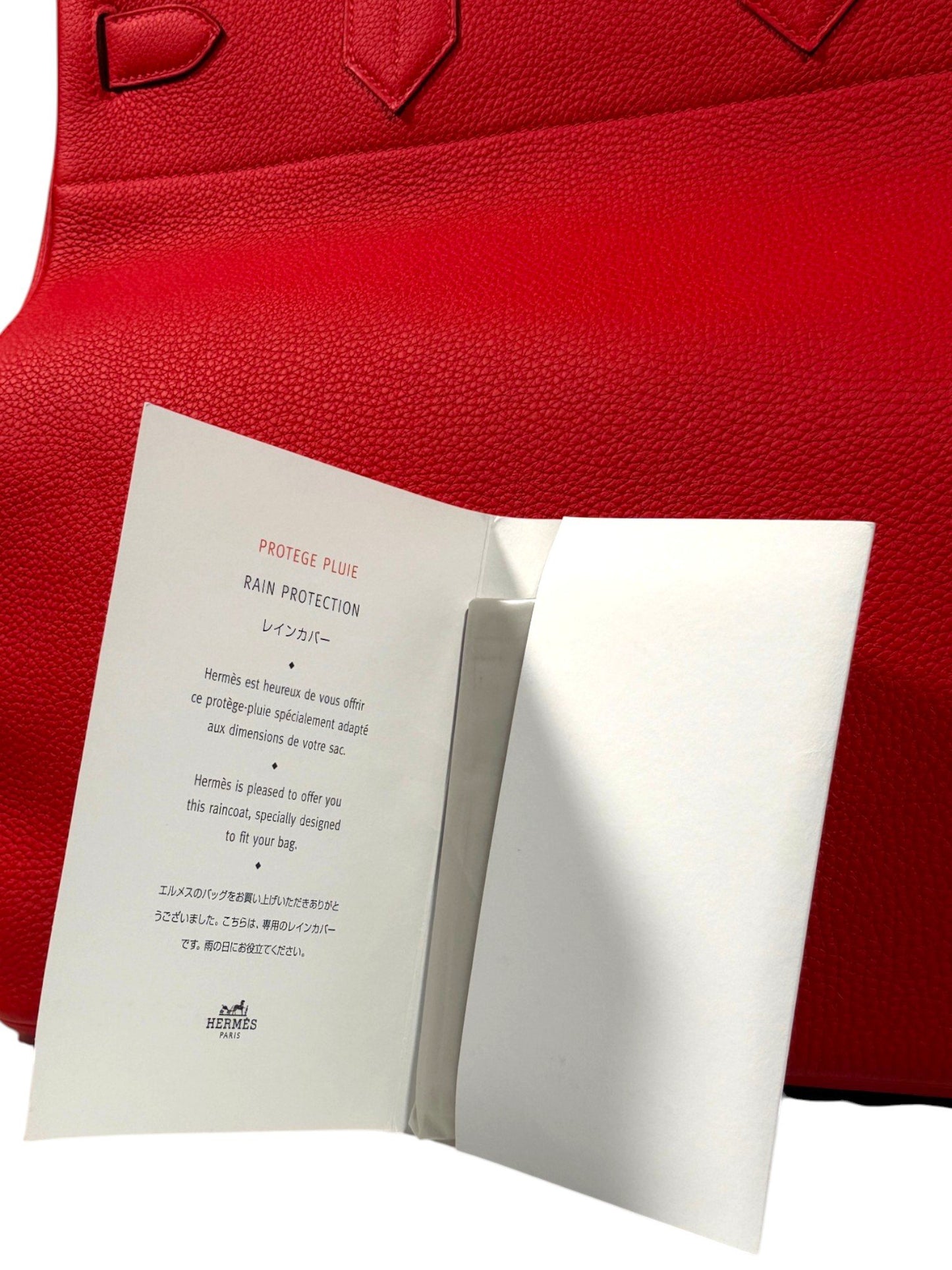 Hermès Rain Protection Card HAC 40 Multilingual Insert