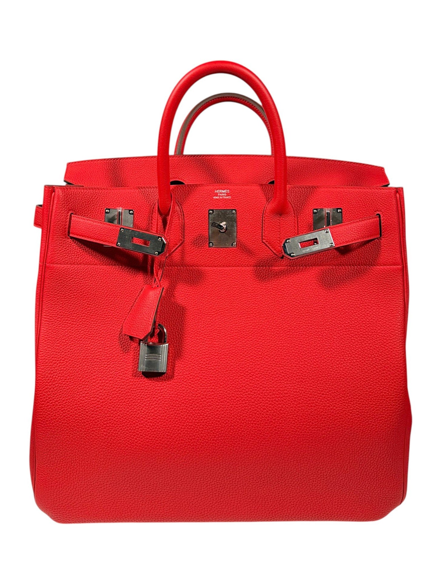 Hermès HAC 40 Rouge Casaque Togo Leather Open Flap Paris Stamp