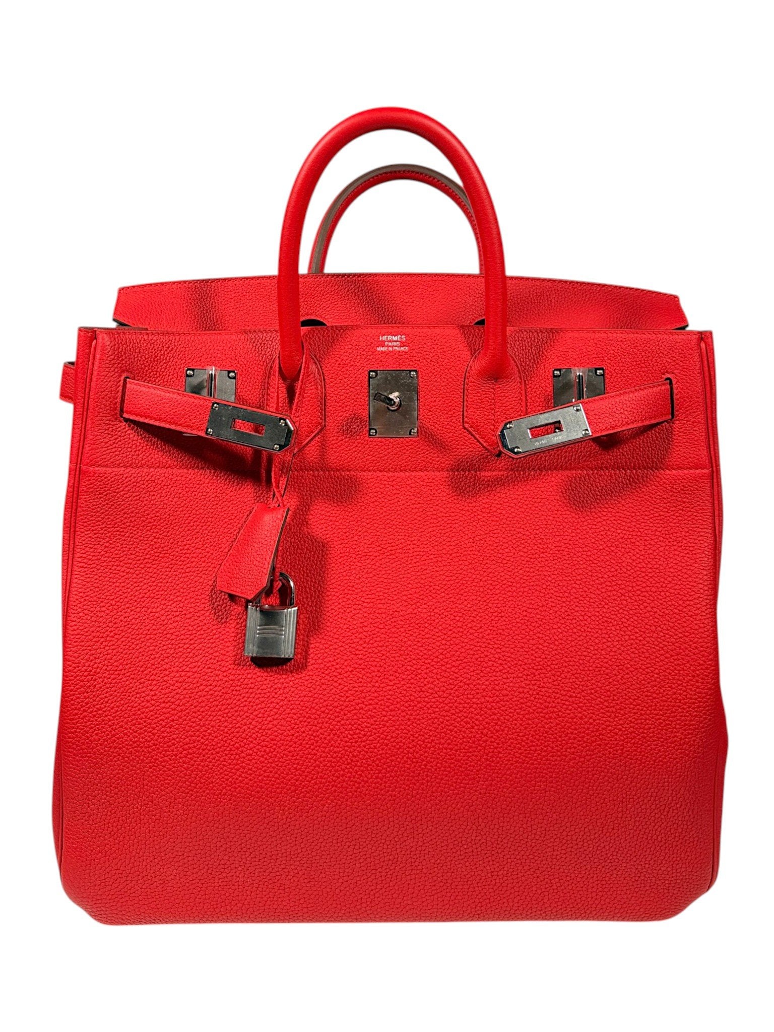 Hermès HAC 40 Rouge Casaque Togo Leather Open Flap Paris Stamp
