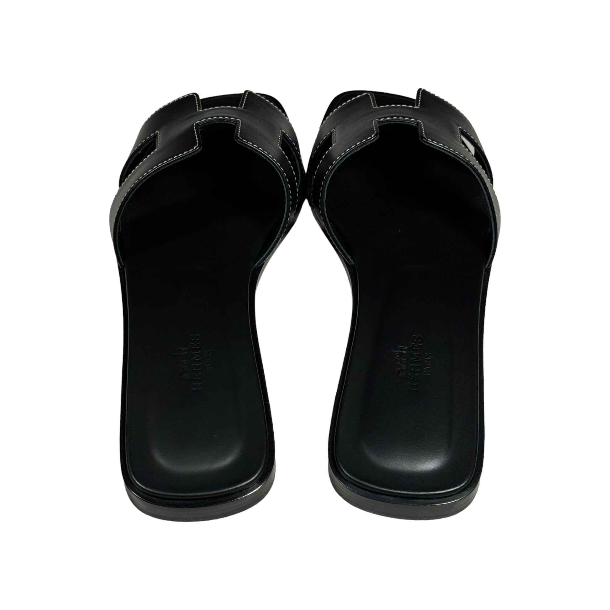 Hermes Black Oran Sandals