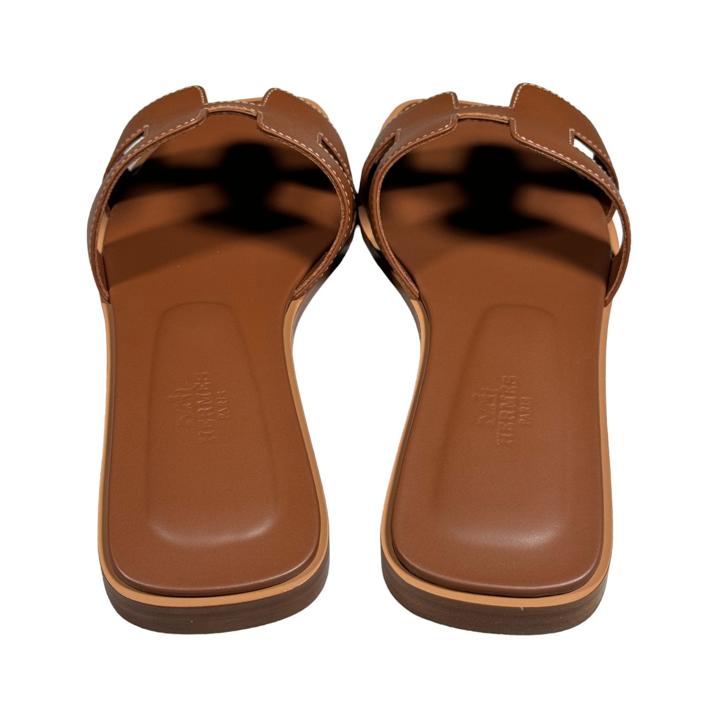 brown hermes oran sandals