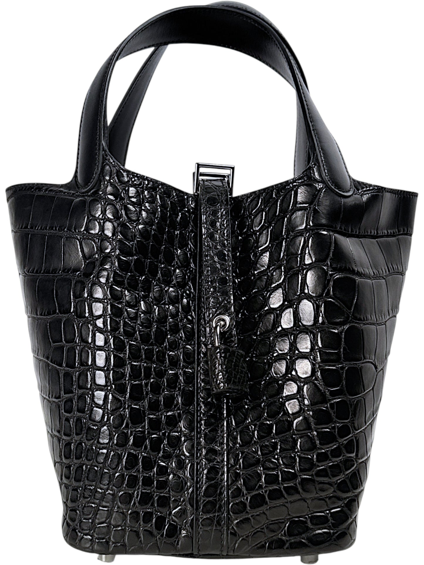 Black Matte Alligator Hermes Picotin Lock 18 Bag