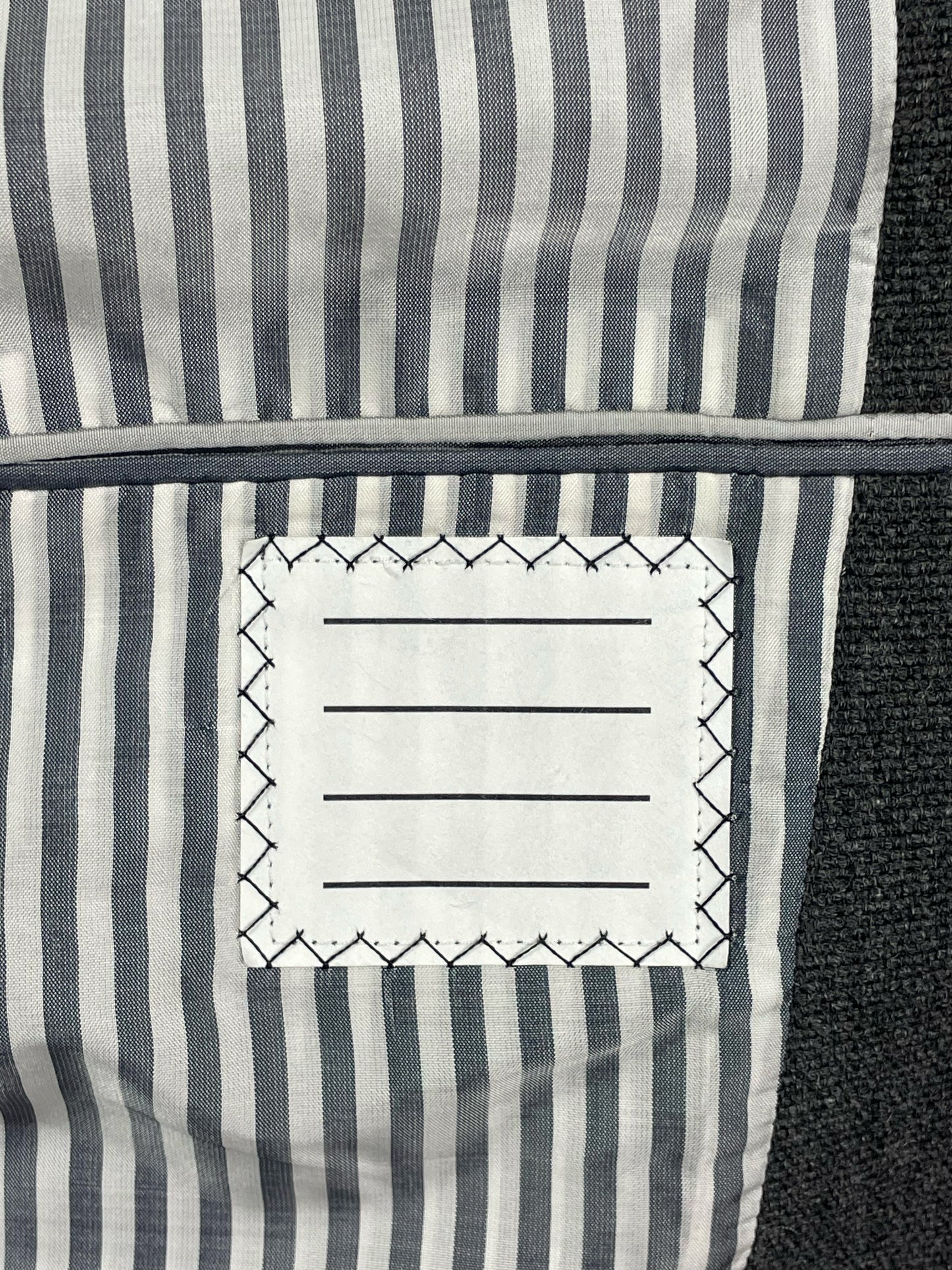 Thom Browne striped signature lining on grey hopsack wool jacket