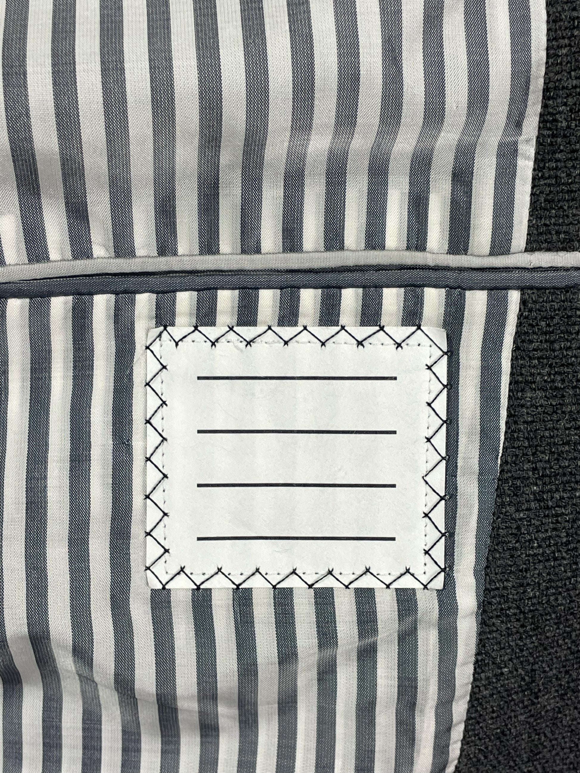 Thom Browne striped signature lining on grey hopsack wool jacket