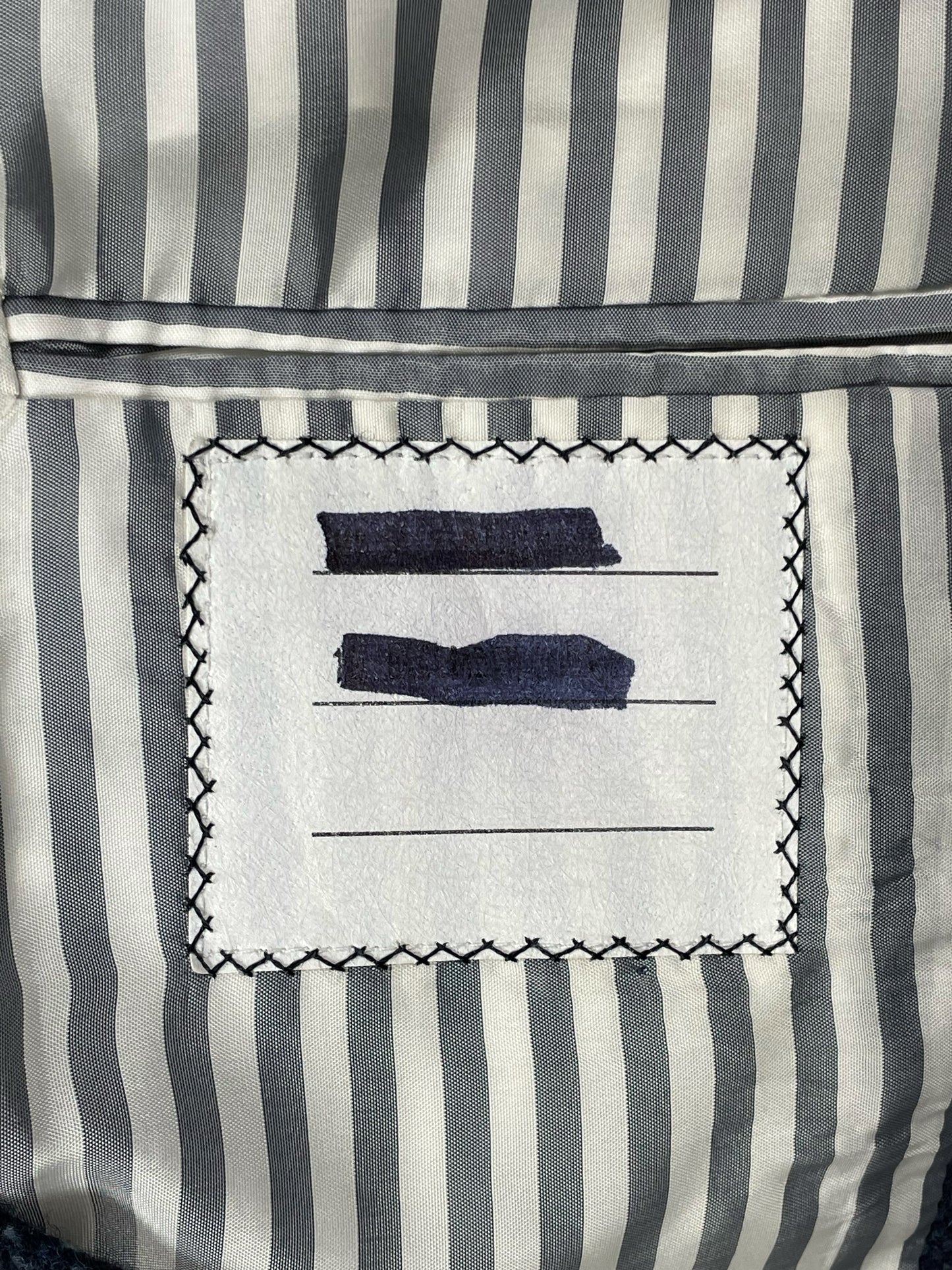 Thom Browne grosgrain trimmed tweed jacket with striped interior lining