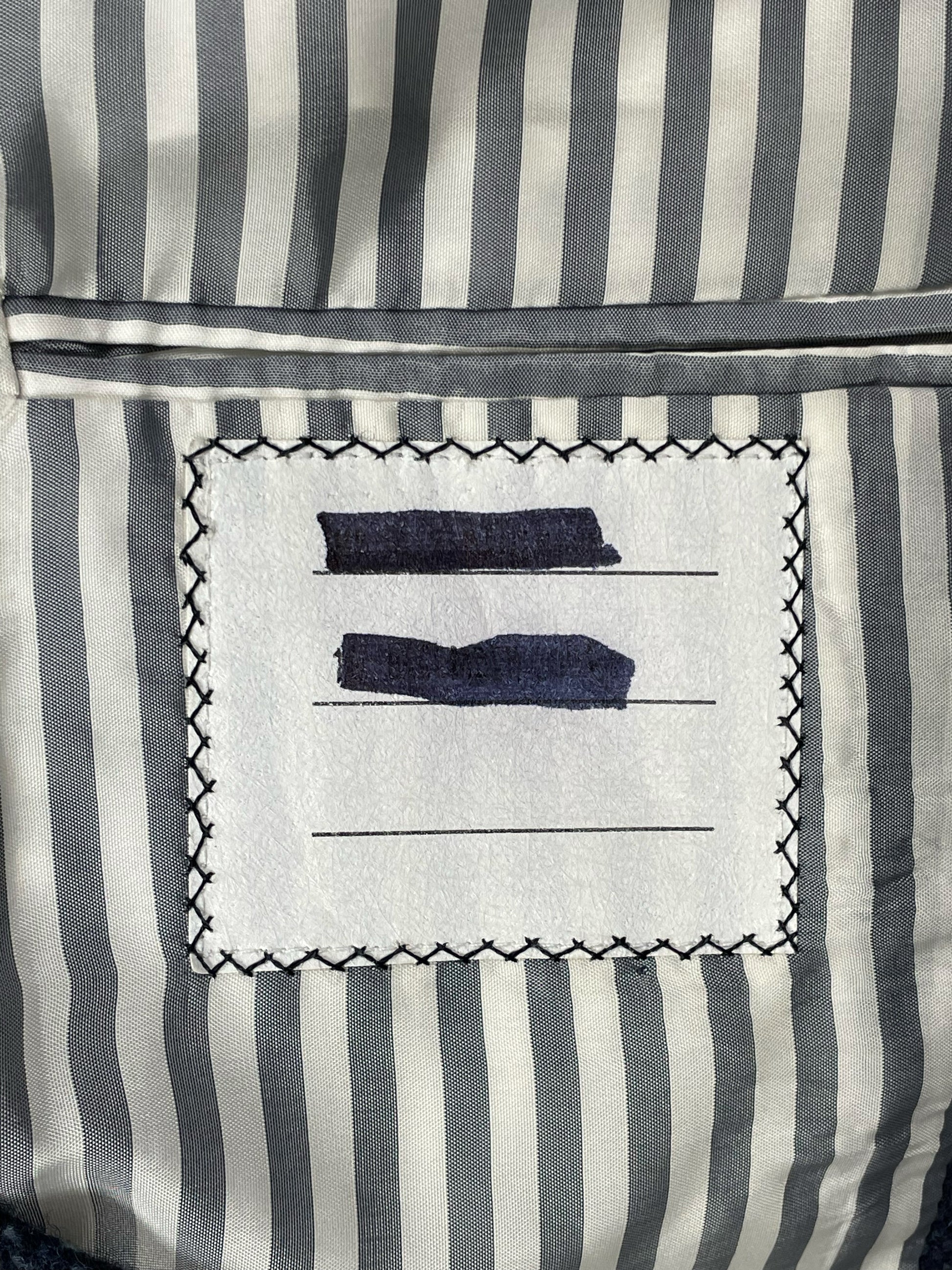 Thom Browne grosgrain trimmed tweed jacket with striped interior lining